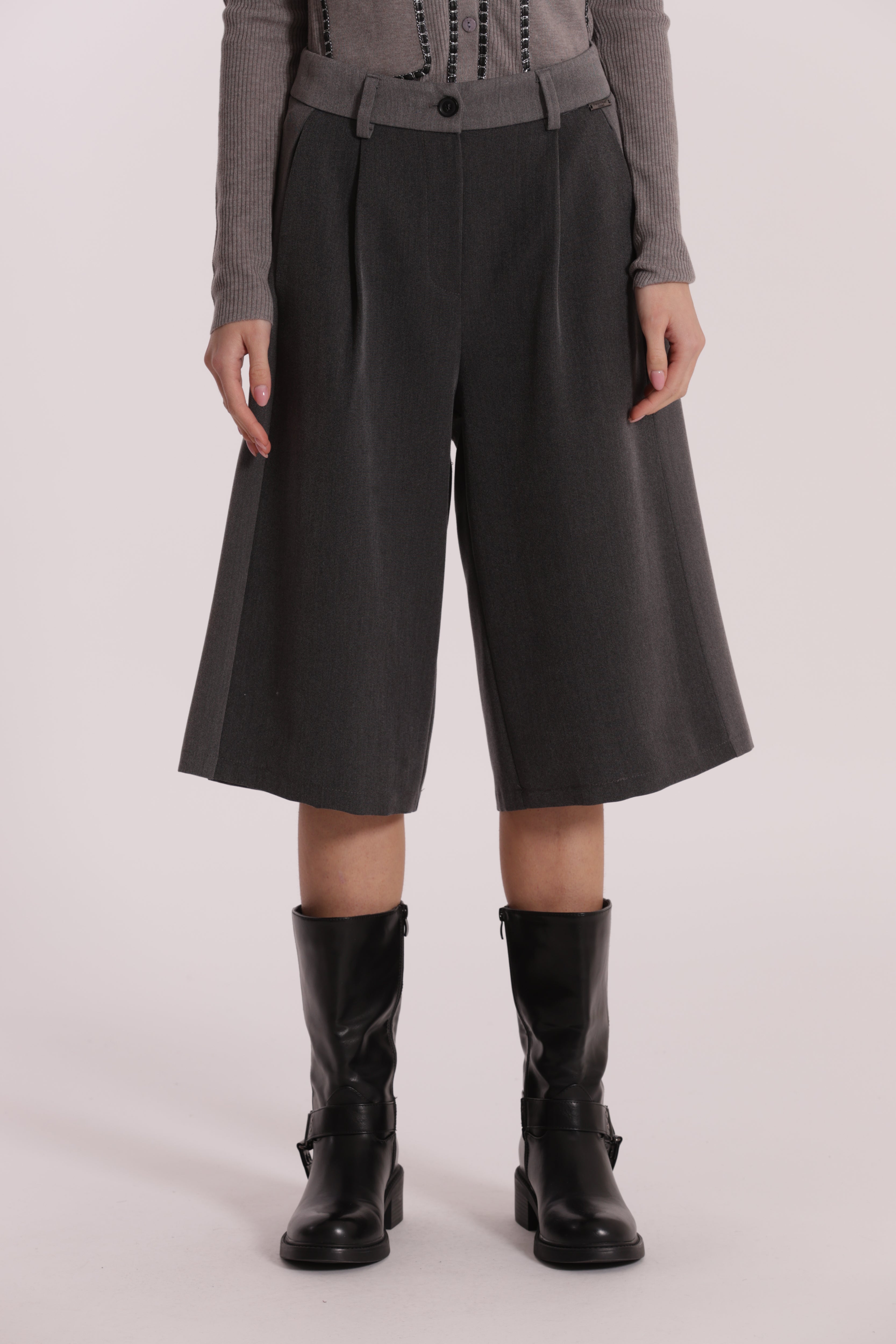 Mimi Mua Pantalone Bermuda Color Block grigio blu