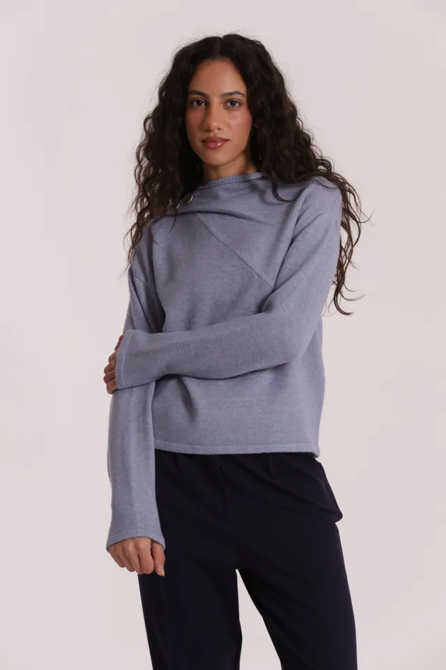 Mimi Mua Maglia Bottoni Spalla Panna Misto Lana