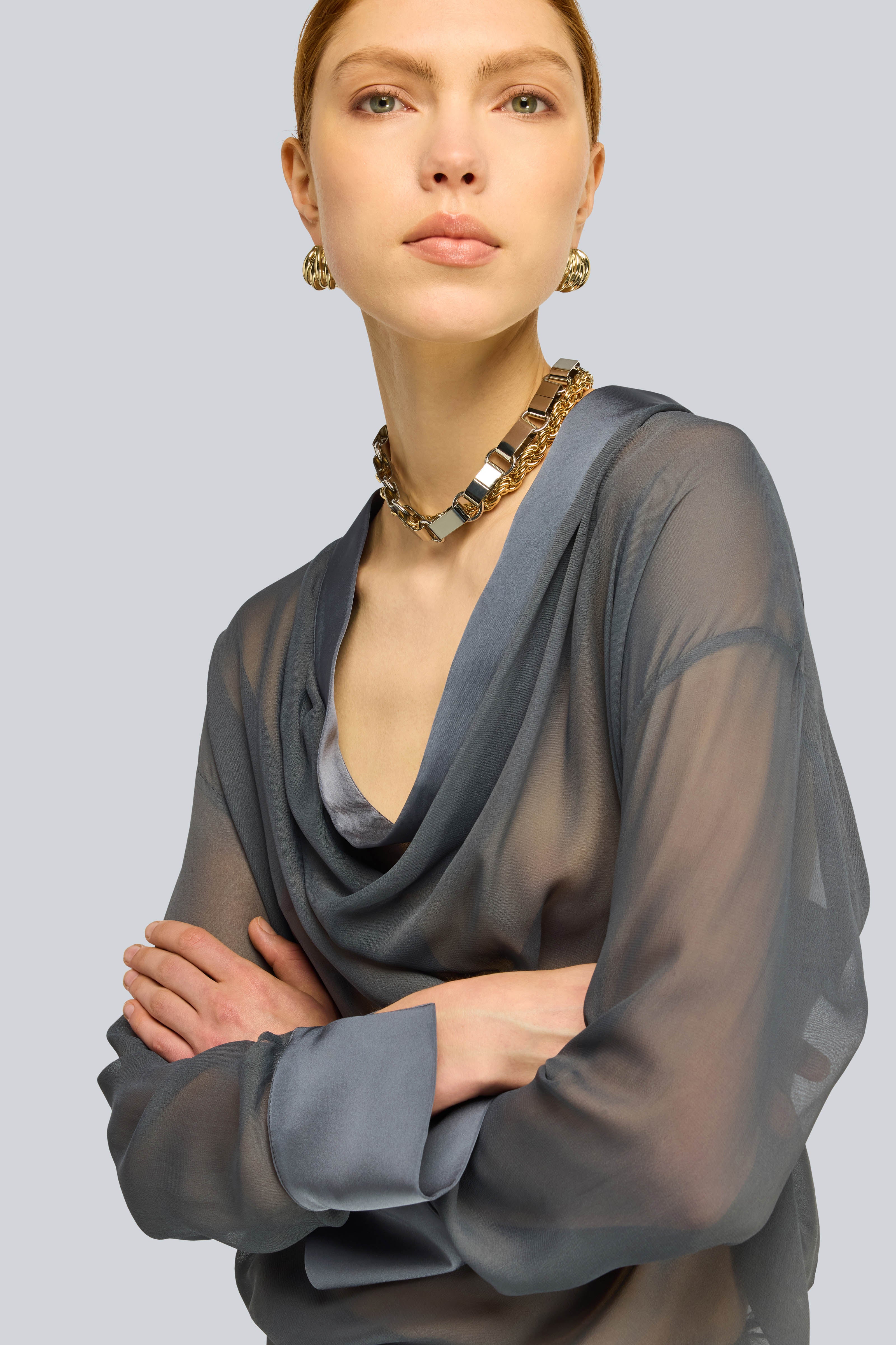 Semicouture Ferne blusa georgette peltro