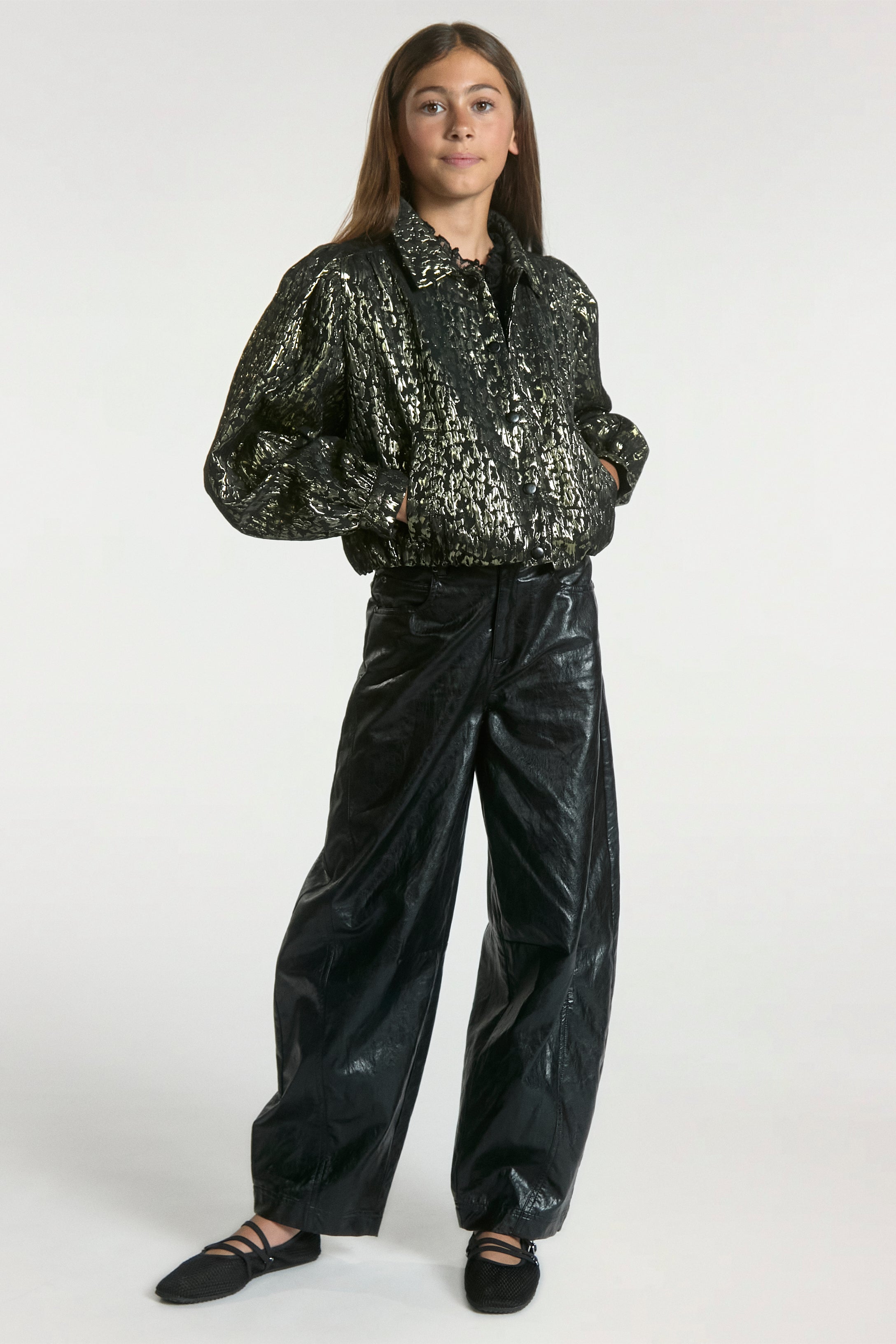 Aaiko Sandy giacca oro jacquard corta