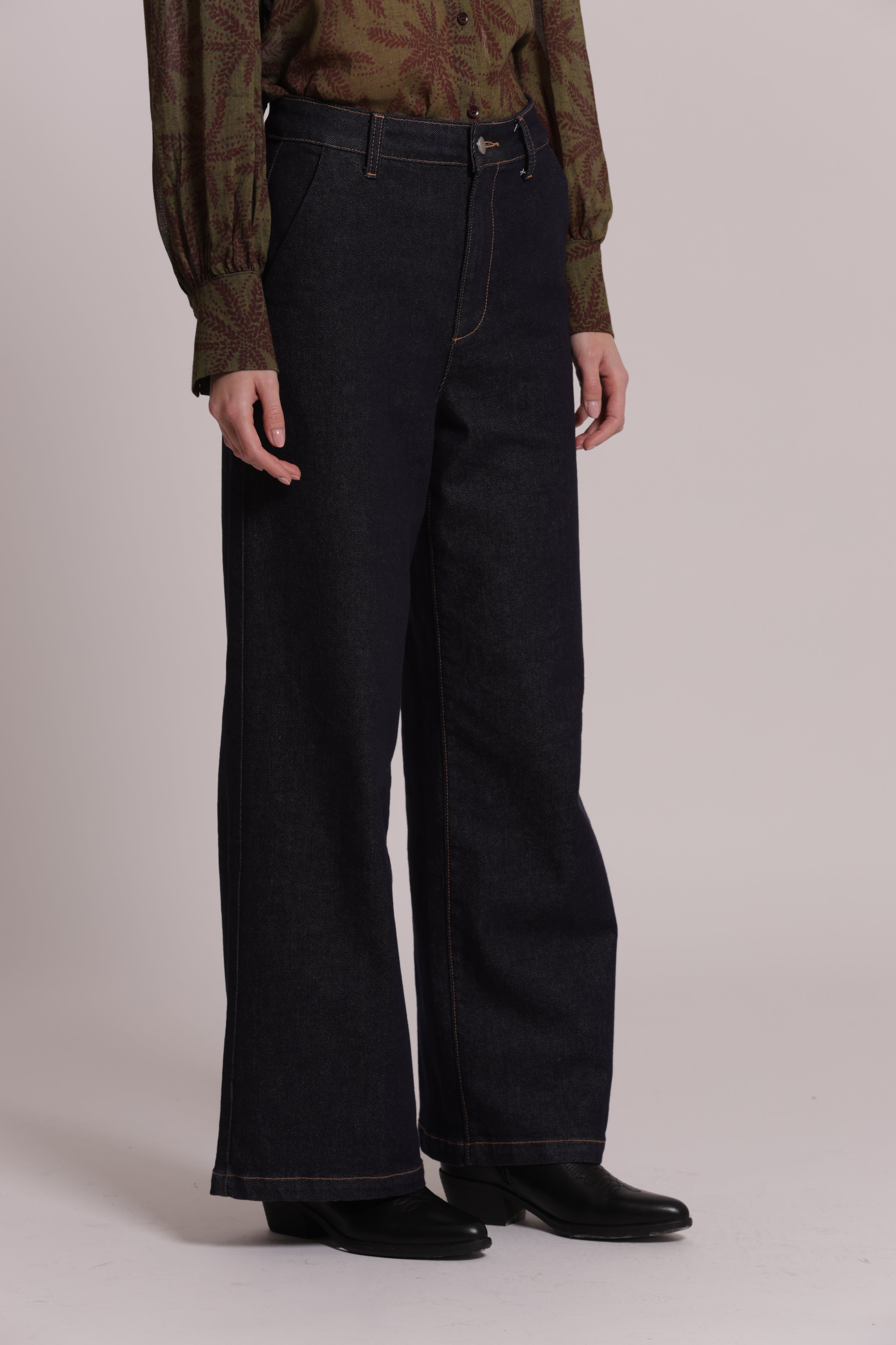 Mimi Mua Palazzo jeans nero gamba larga