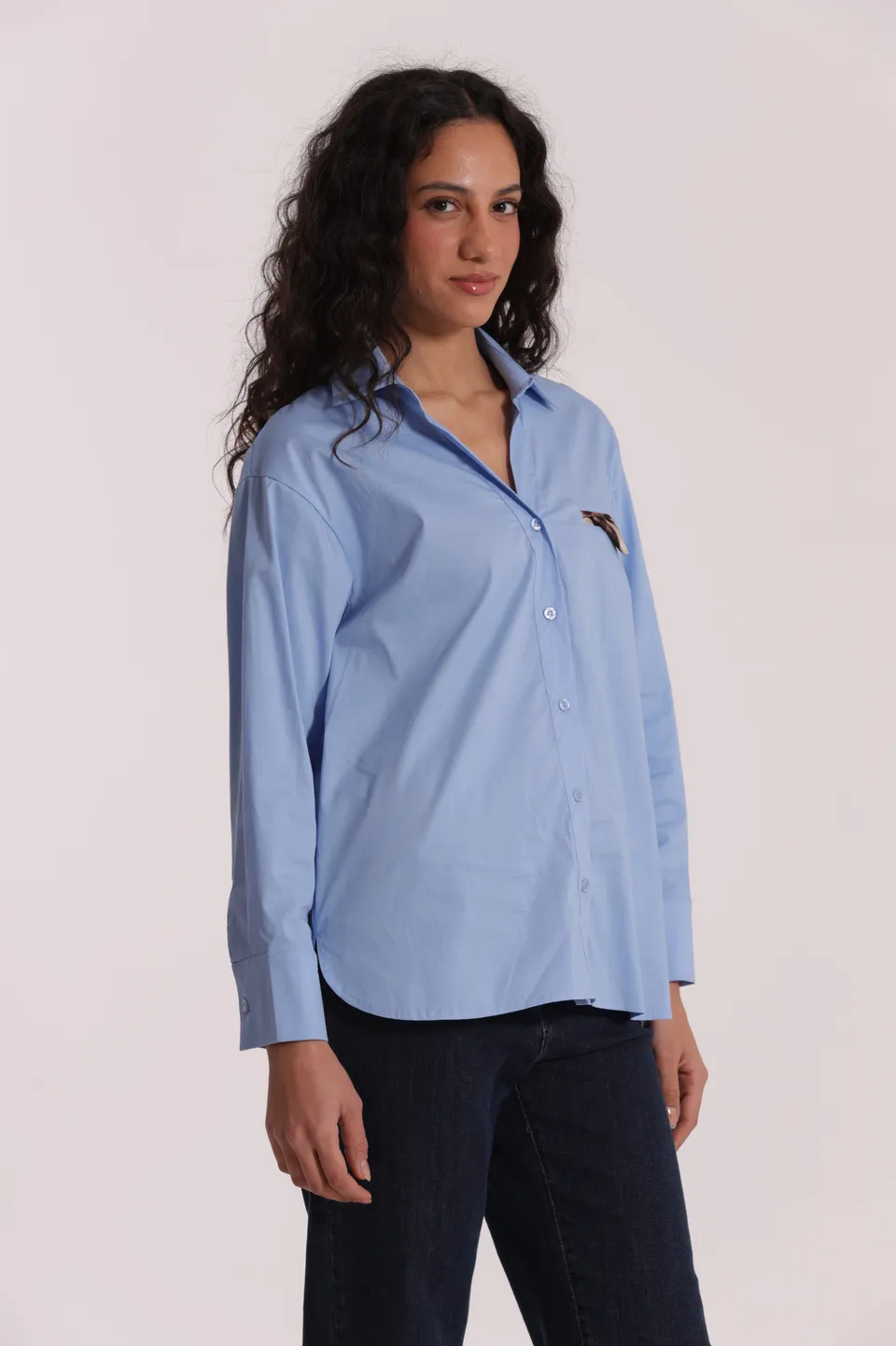 Mimi Mua Camicia Over Panna Cotone Animalier