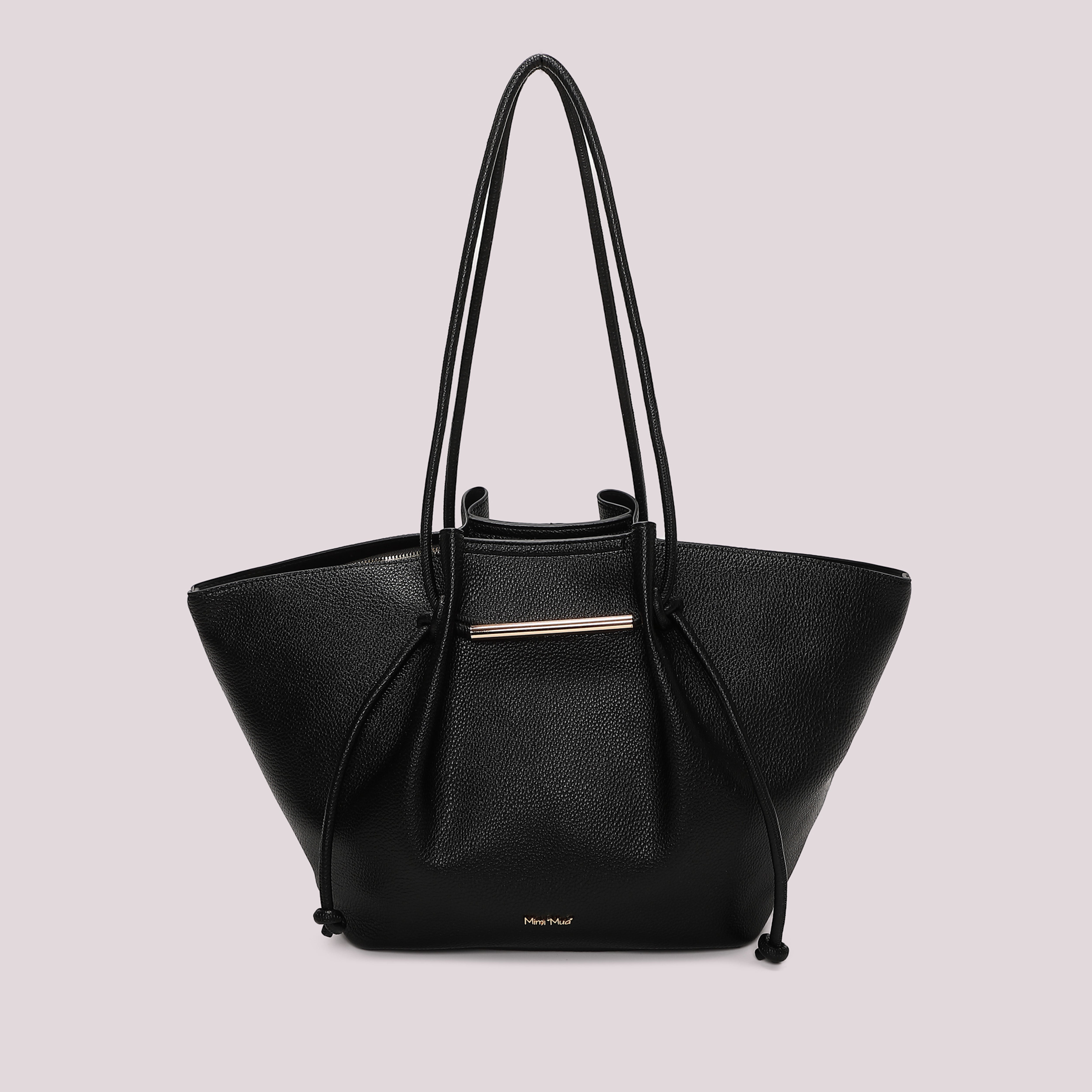 Mimi Mua Borsa Spalla Grande Lacci Lunghi Nero