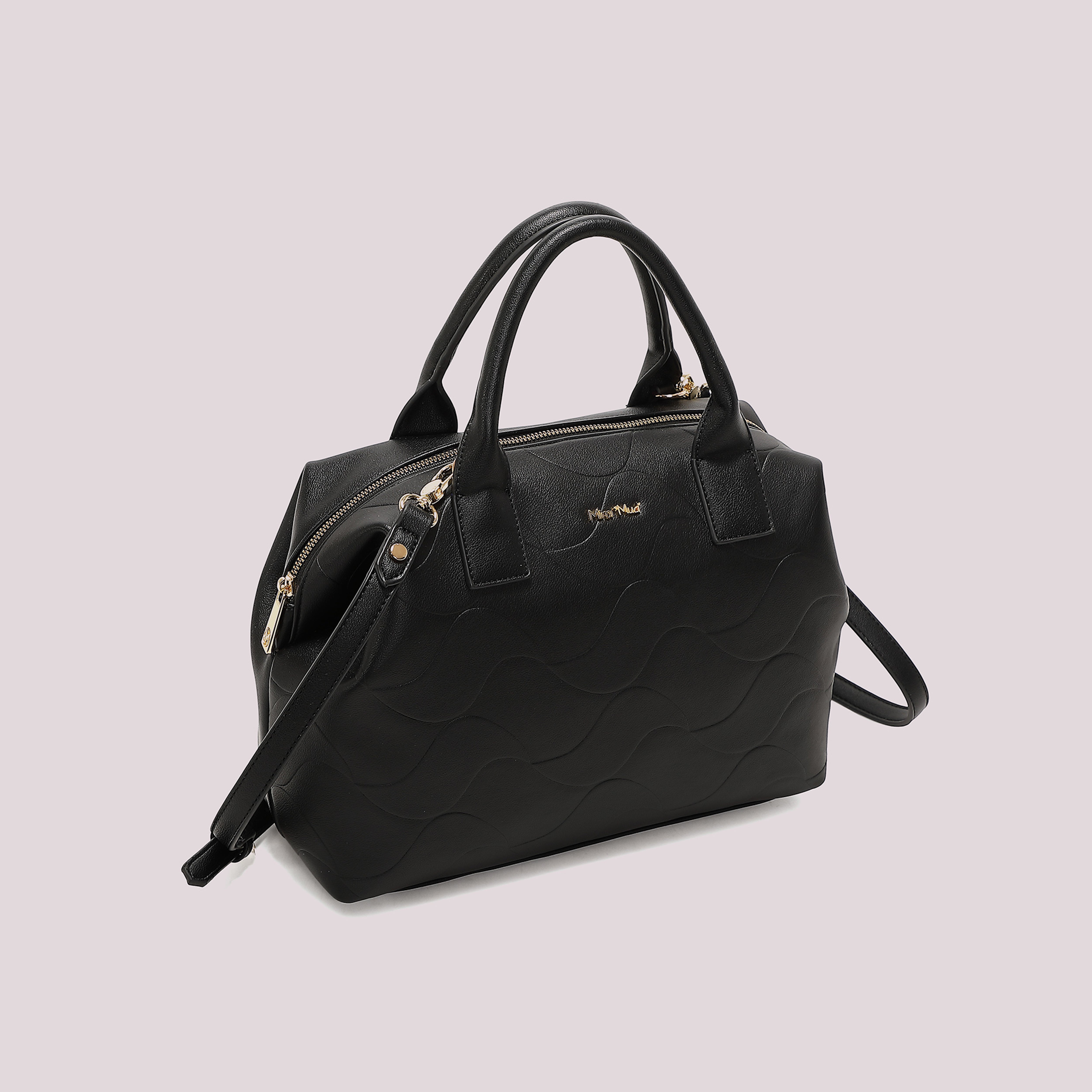Mimi Mua Bauletto Motivo Onda Borsa Bianco 31 cm