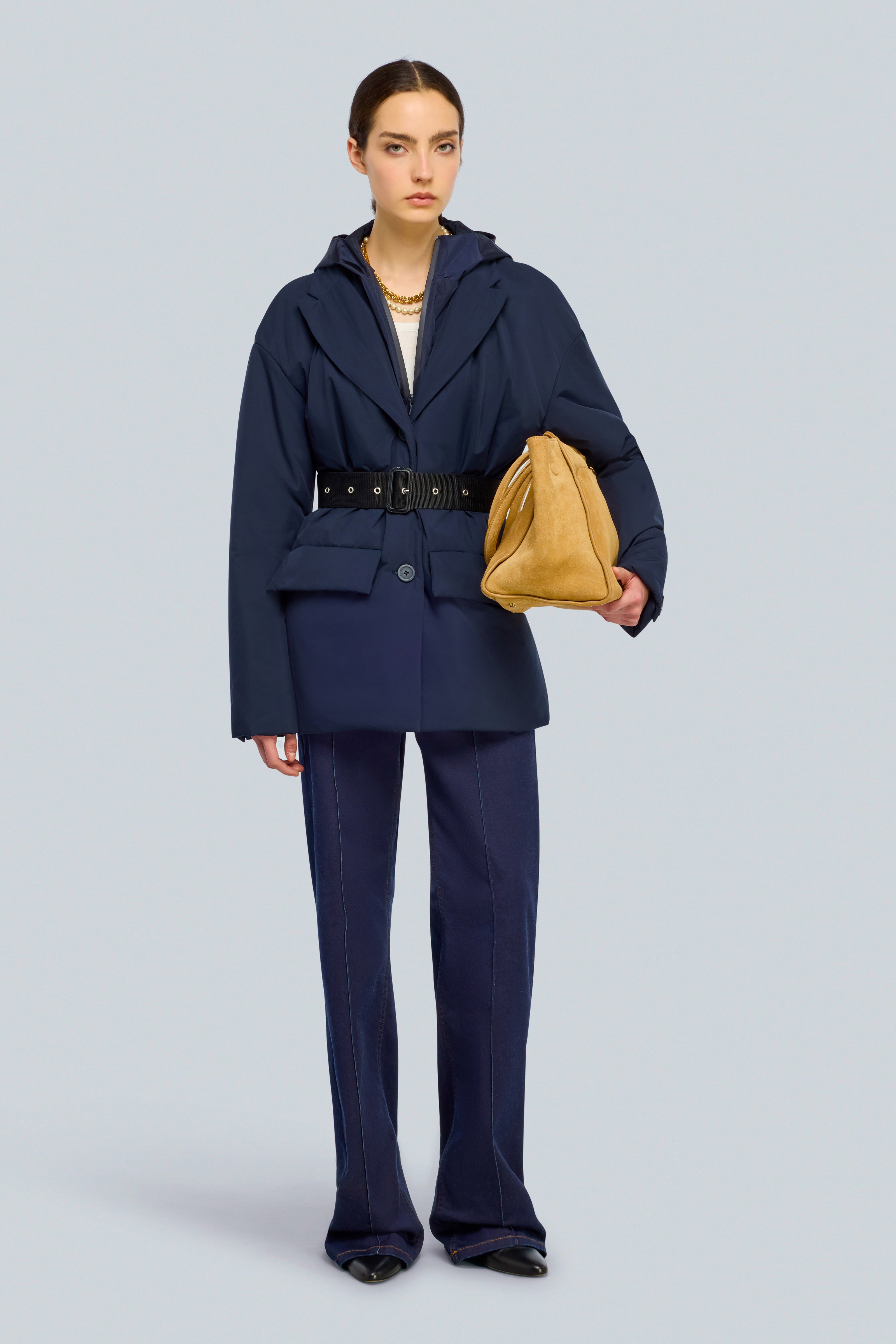 Semicouture Agnes piumino blu nylon cappuccio