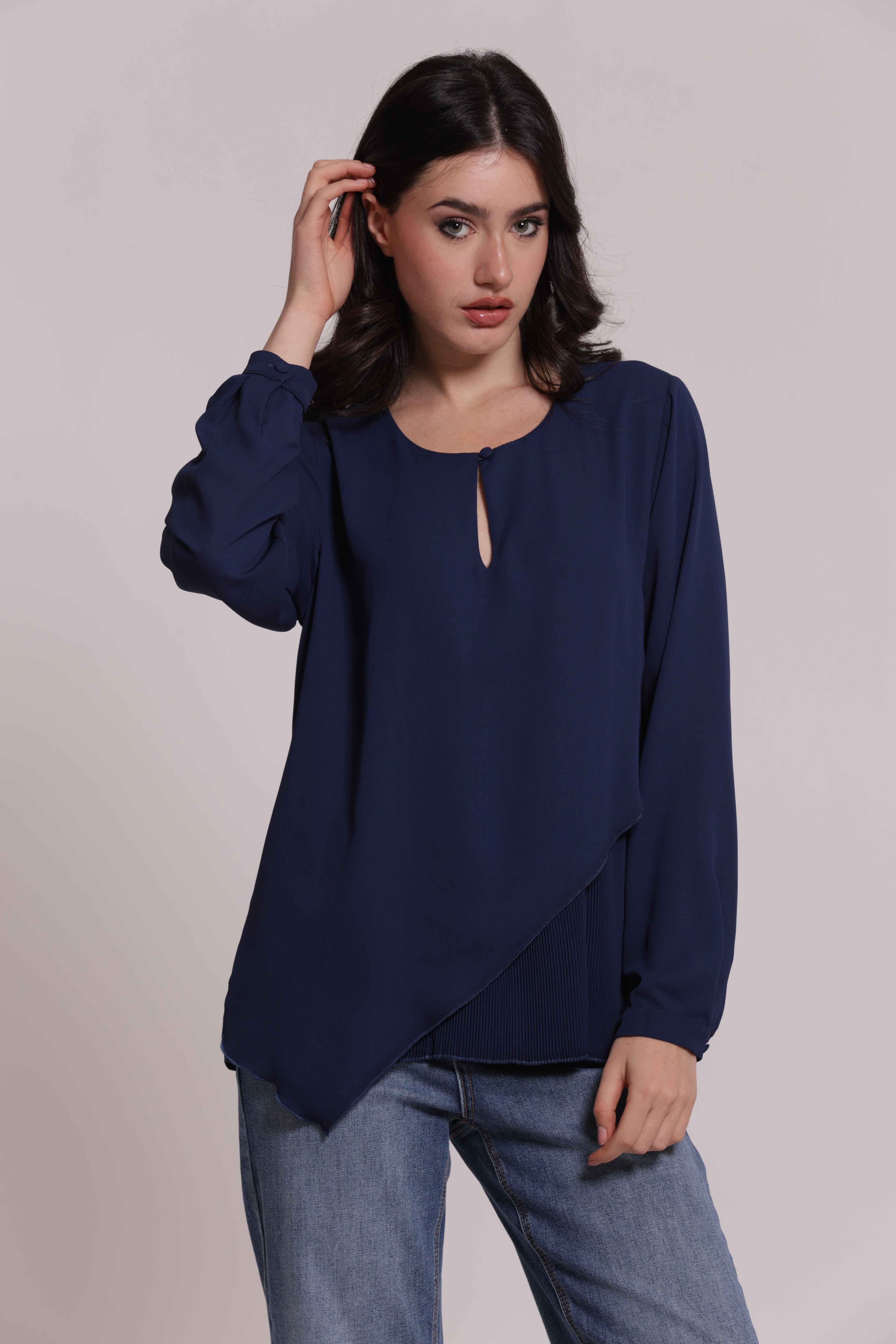 Mimi Mua Blusa Apertura Frontale Diagonale blusa