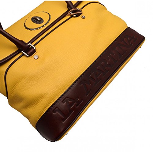 La Martina Polo borsa tracolla pelle gialla cartella 36x28