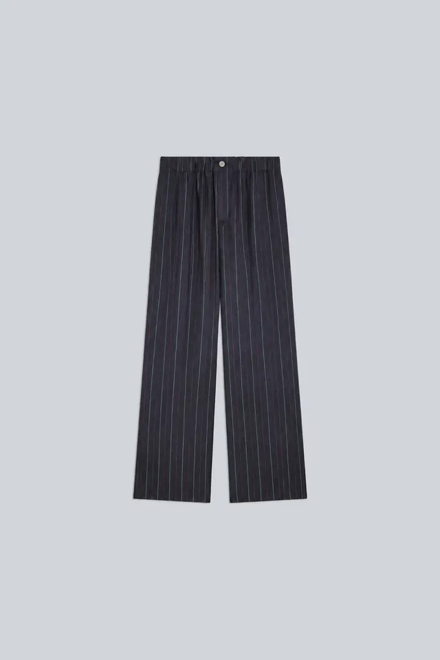 Semicouture Kailey pantalone lana gessato grigio