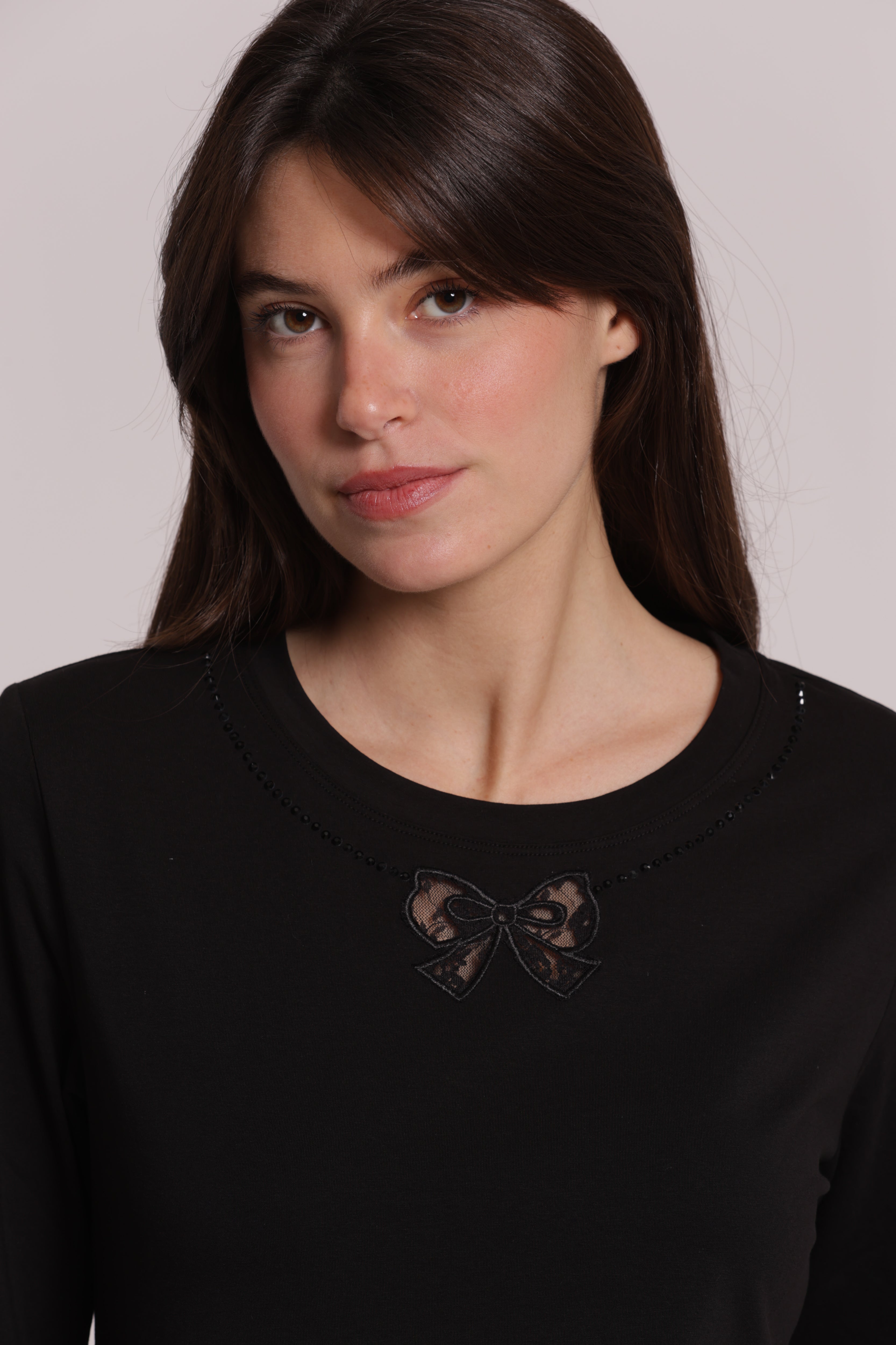 Mimi Mua Fiocco Frontale t-shirt maniche lunghe bianca