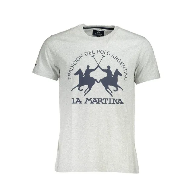 La Martina T-Shirt Uomo Cotone Grigio Taglia L con Stampa