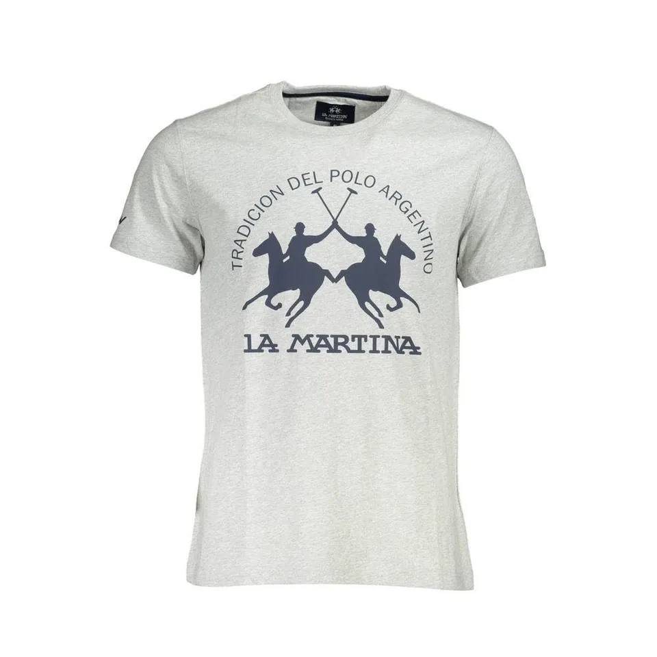 La Martina T-Shirt Uomo Cotone Grigio Taglia L con Stampa
