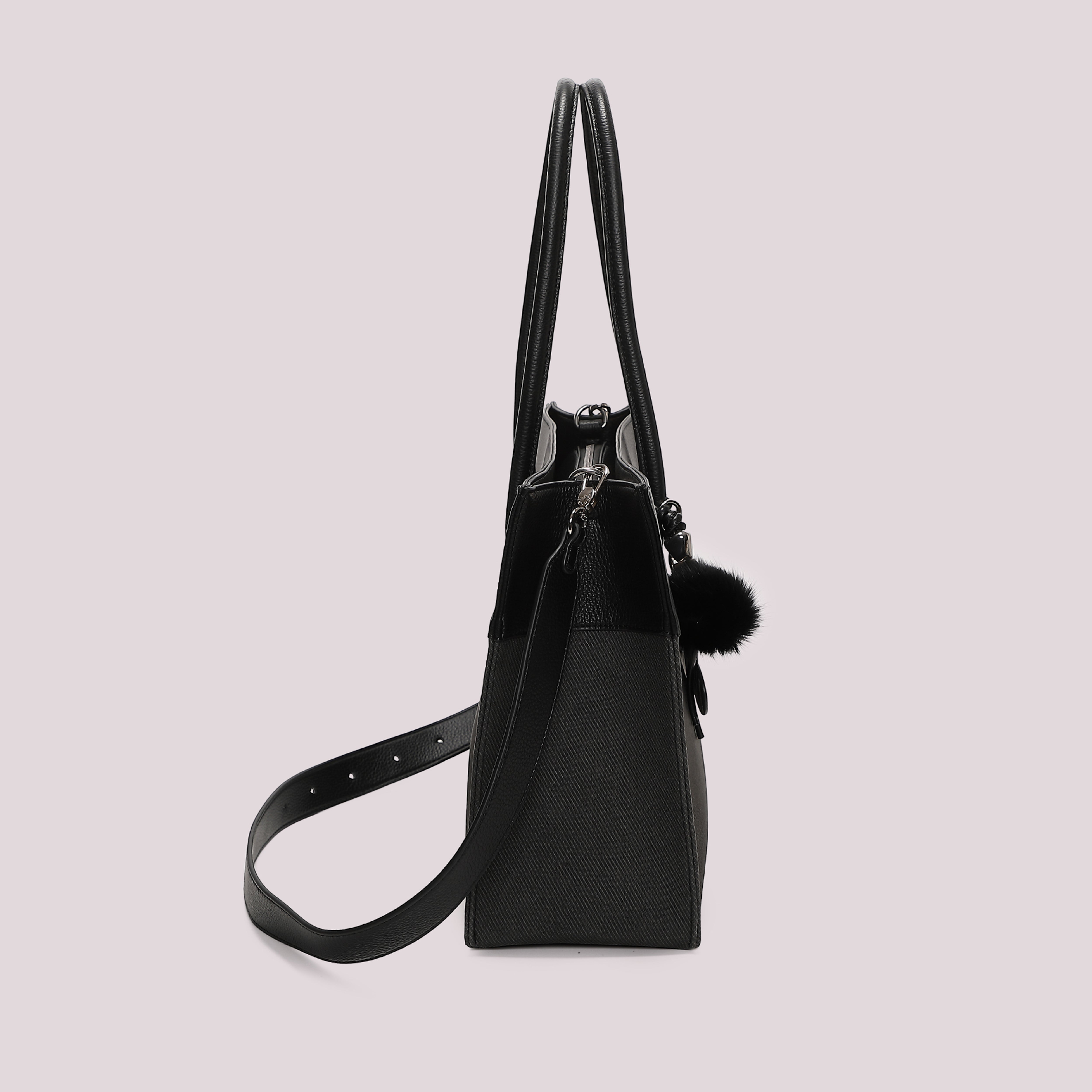 Mimi Mua Tote Borsa Shopper Nera con Charm Cuore