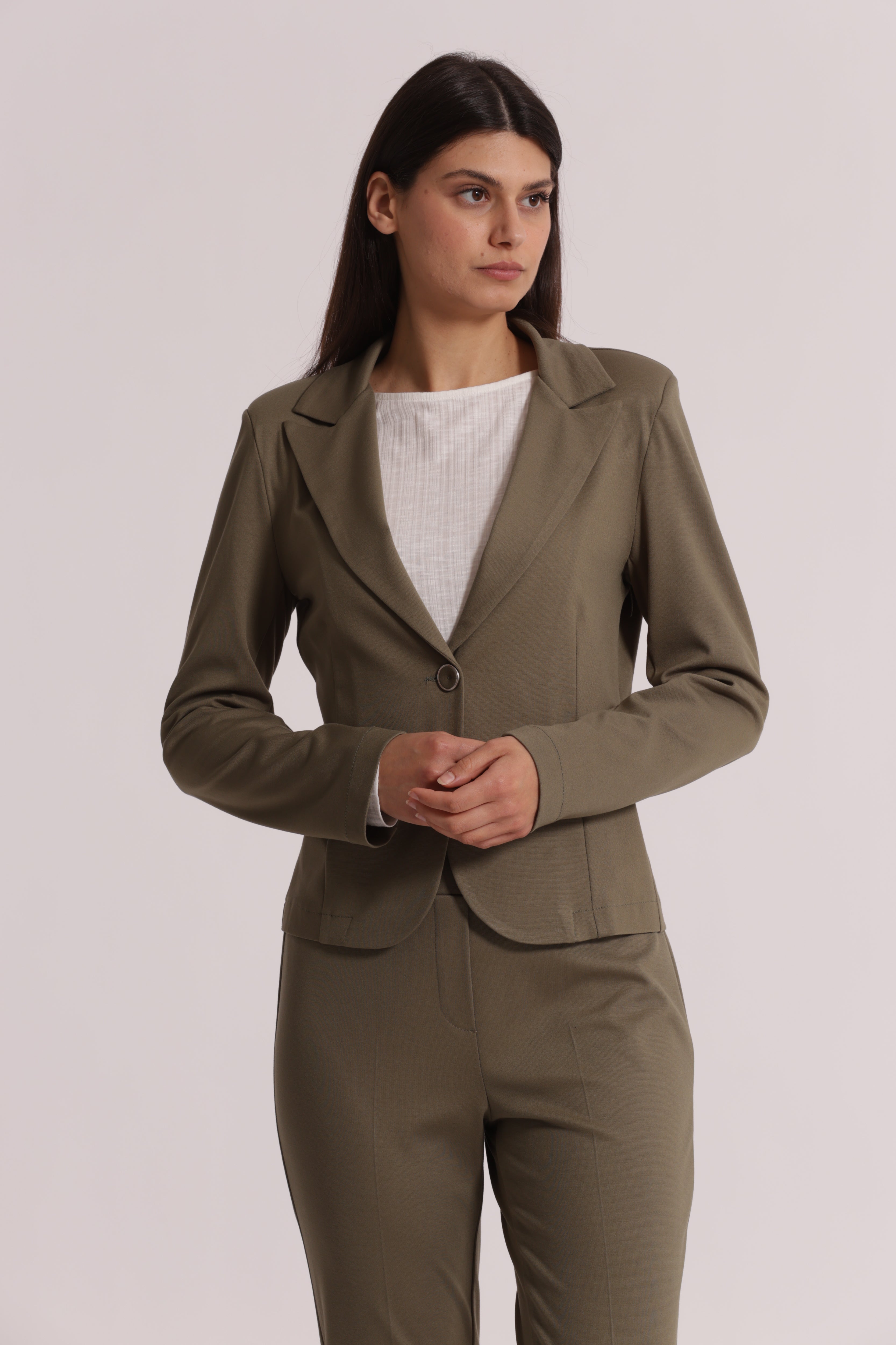 Mimi Mua Basic giacca punto Milano bianca viscosa