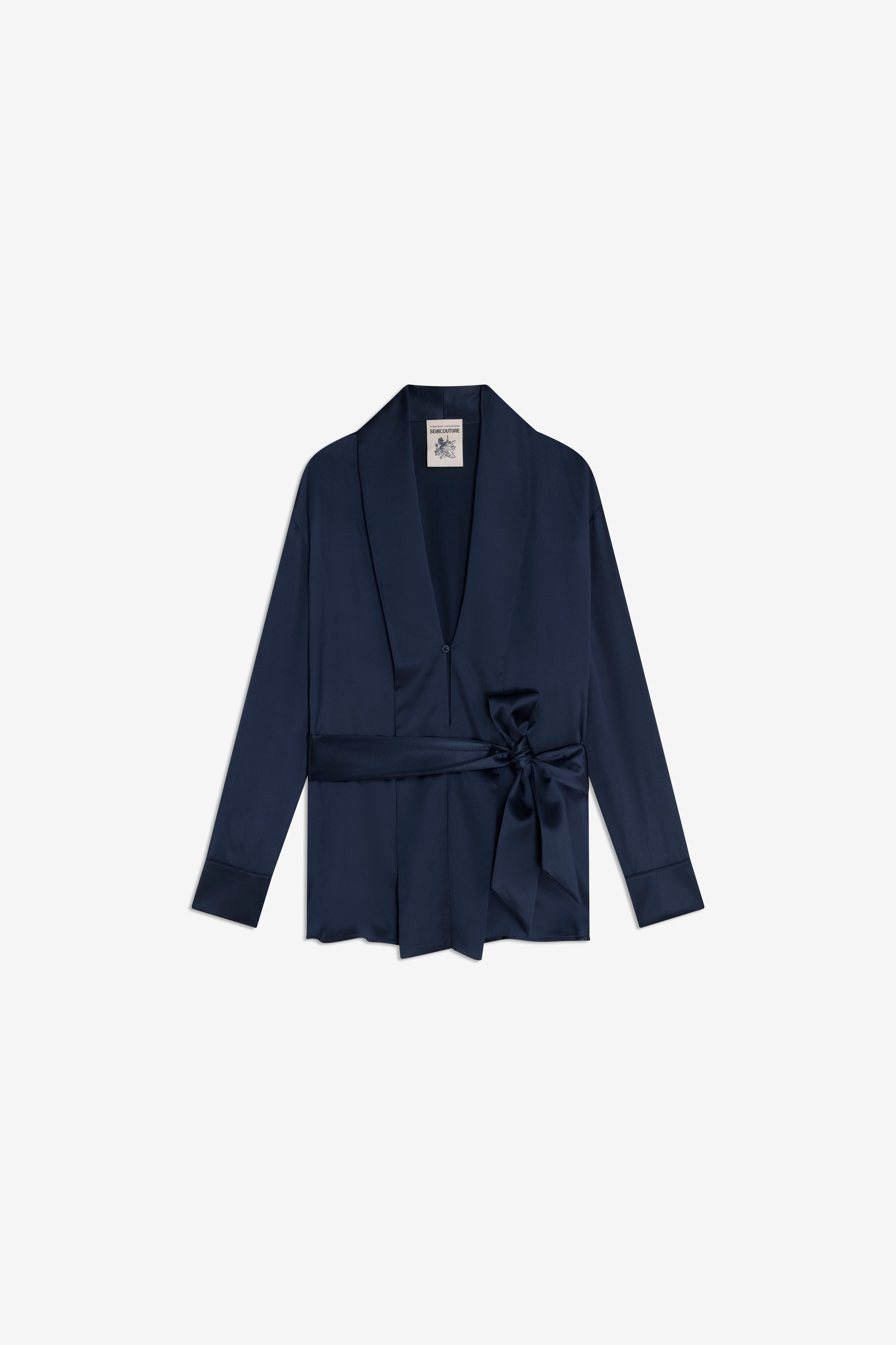 Semicouture Poppy giacca blu notte seta