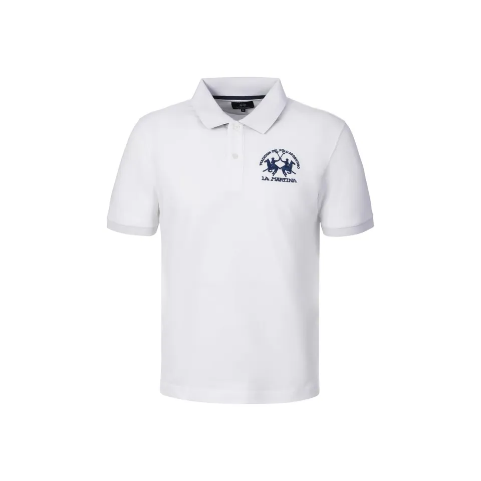 La Martina CCMP11 PK001 polo uomo bianco cotone