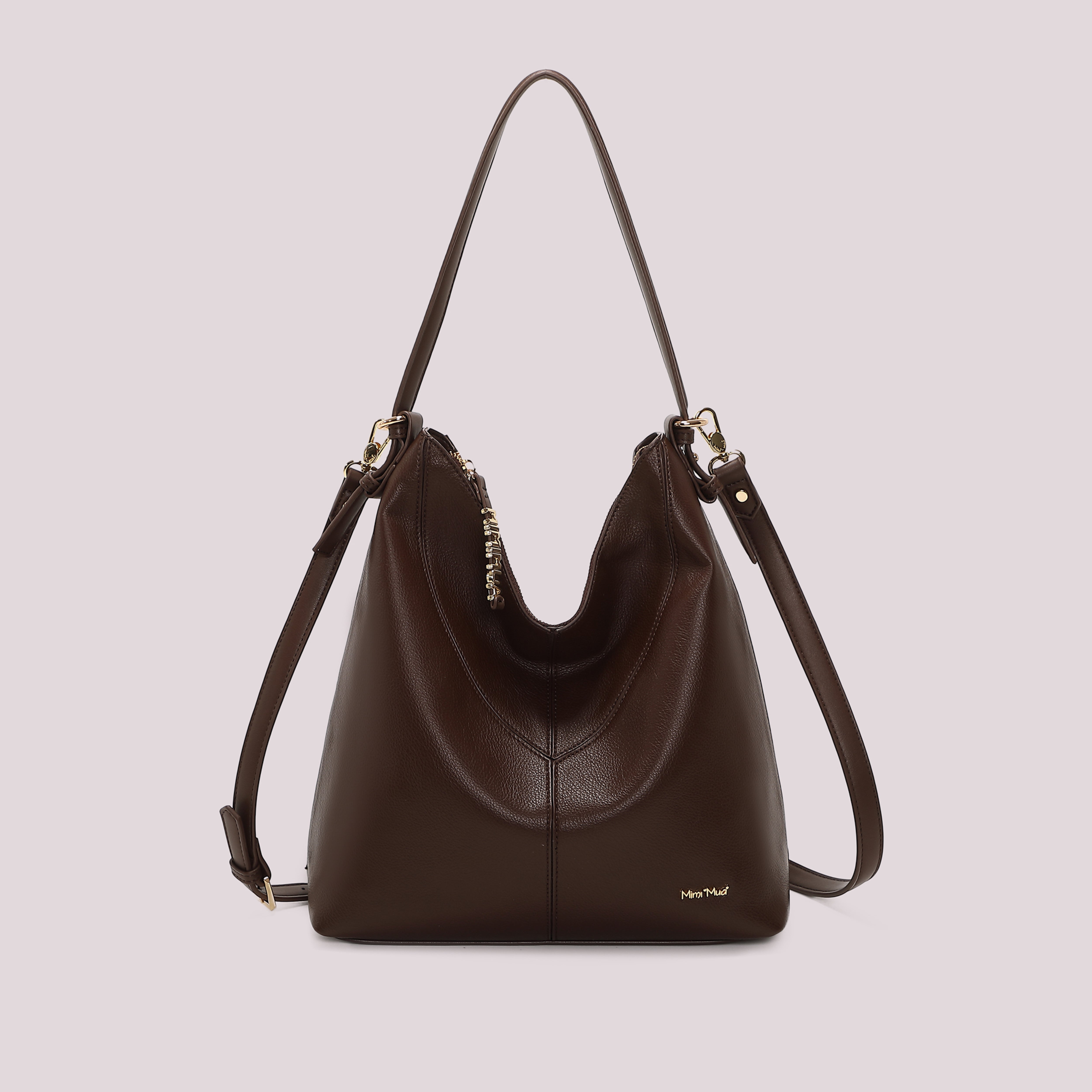 Mimi Mua Borsa Sacca Lettere Zip Nera 30cm