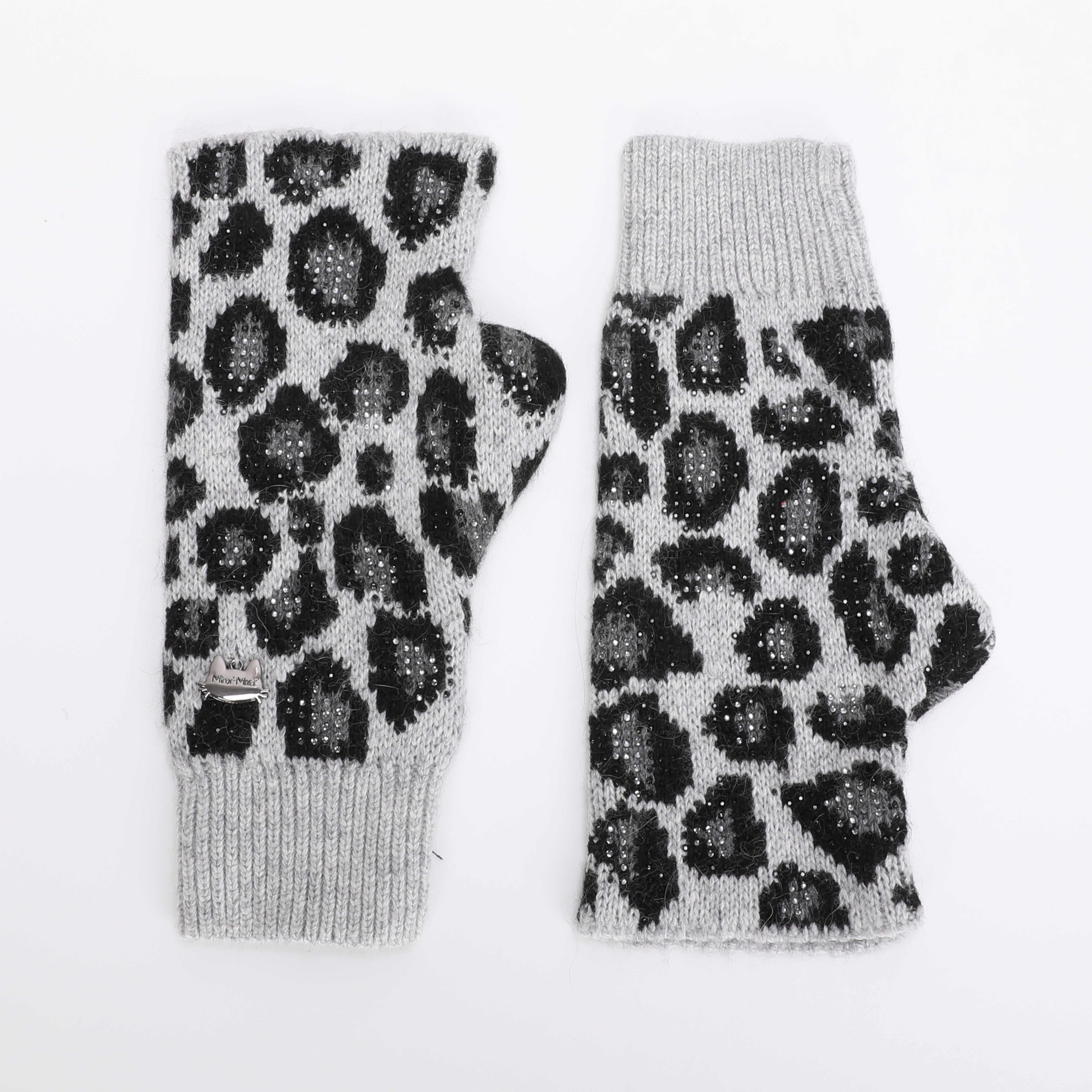Mimi Mua Leopardati Strass Manicotti Nero elasticizzati
