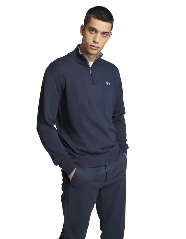 La Martina Emilio maglione uomo zip cotone misto lana