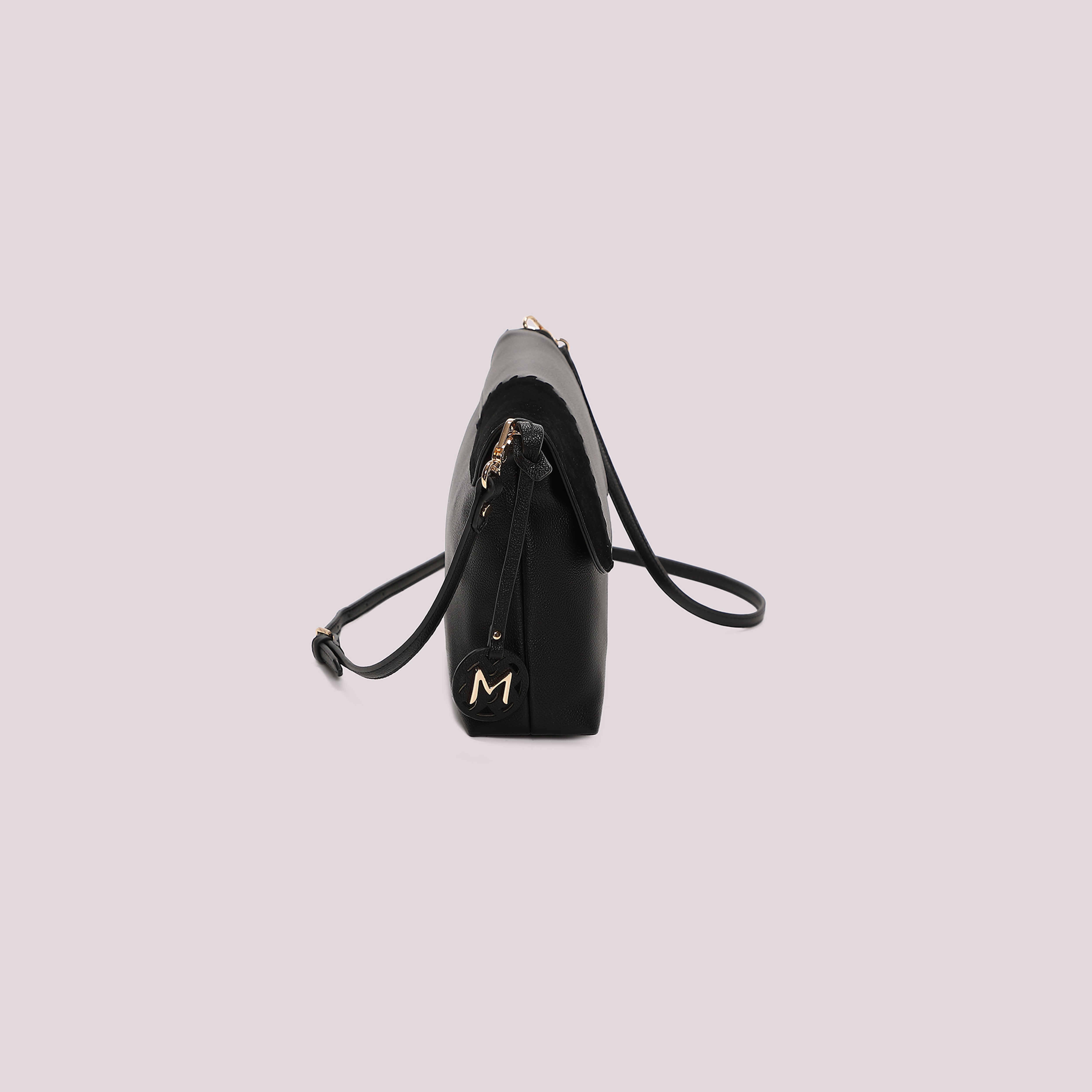 Mimi Mua Borsa a Busta Patch Camoscio Nero