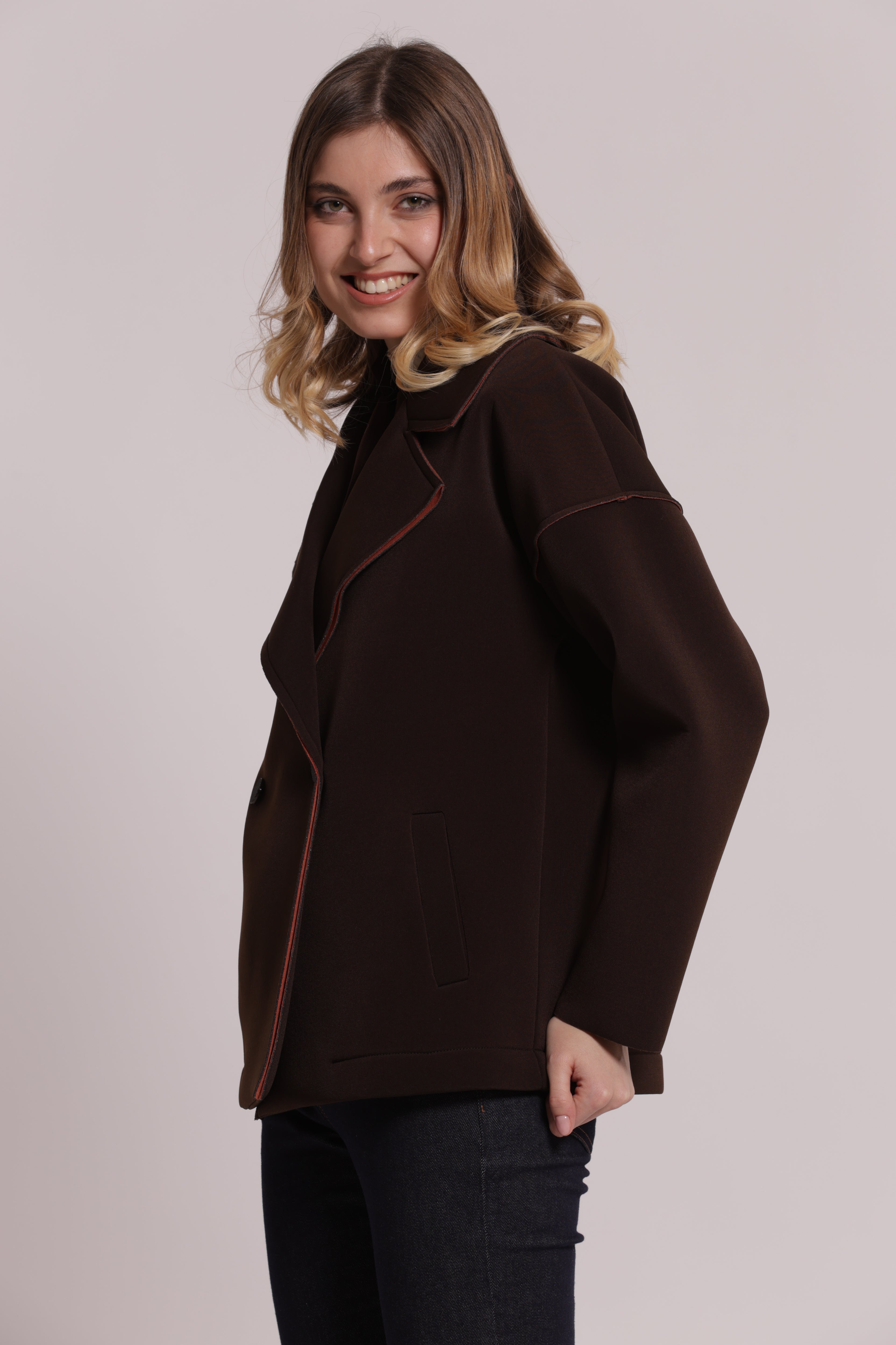 Mimi Mua Giaccone Corto in Neoprene Giacca Moro