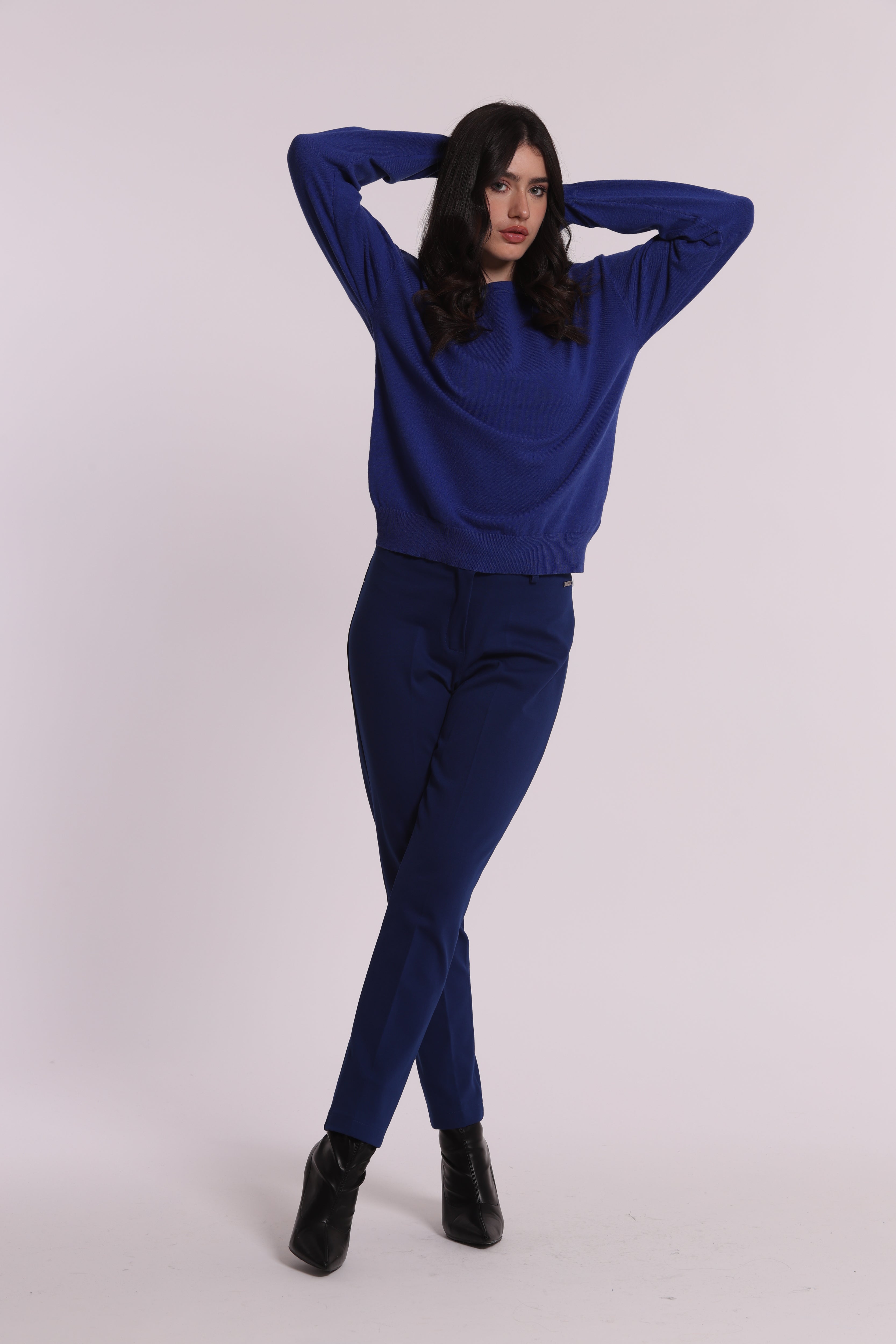 Mimi Mua Pantalone a Sigaretta in Punto Milano nero elasticizzato