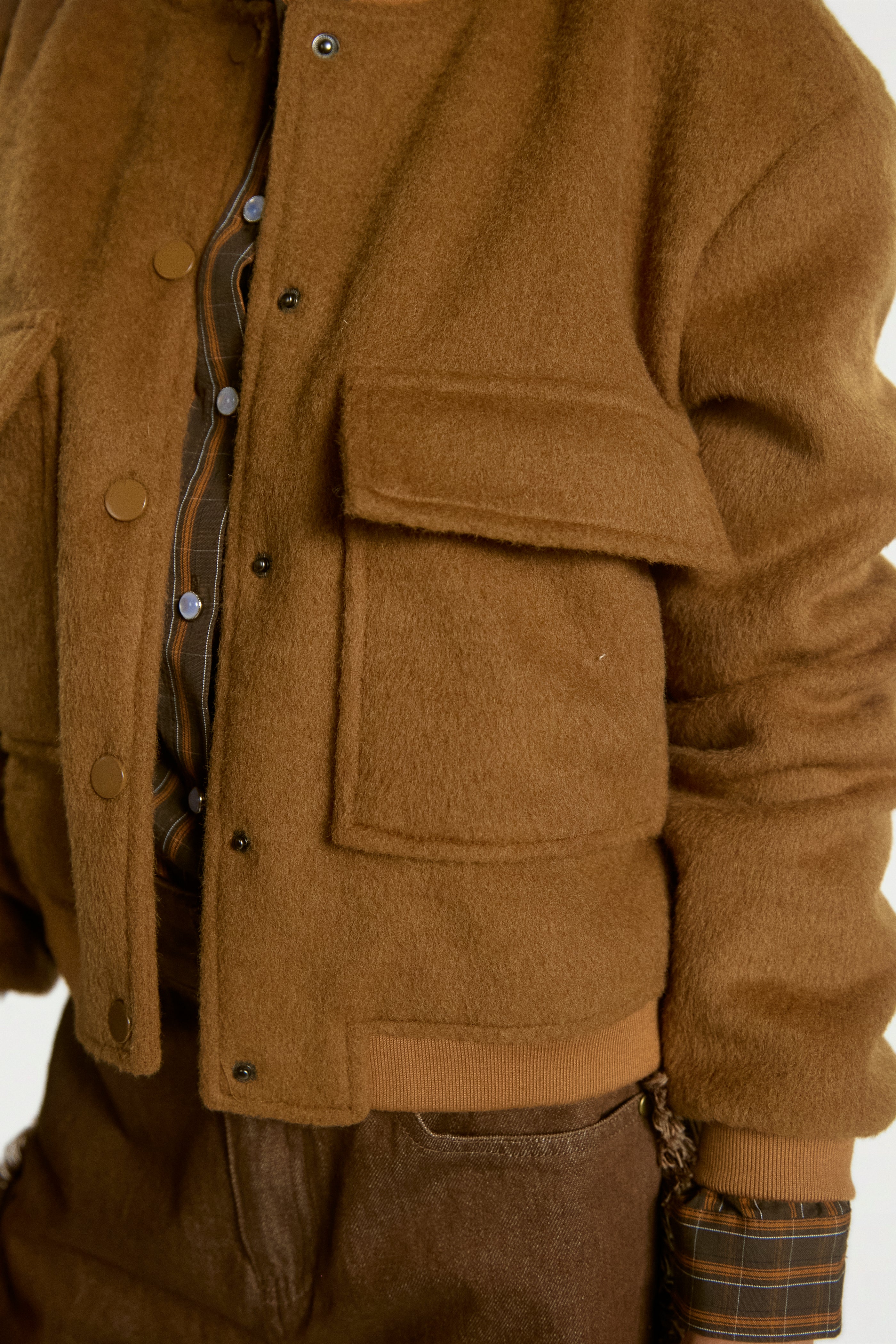 Aaiko Madie giacca bomber marrone lana tasche