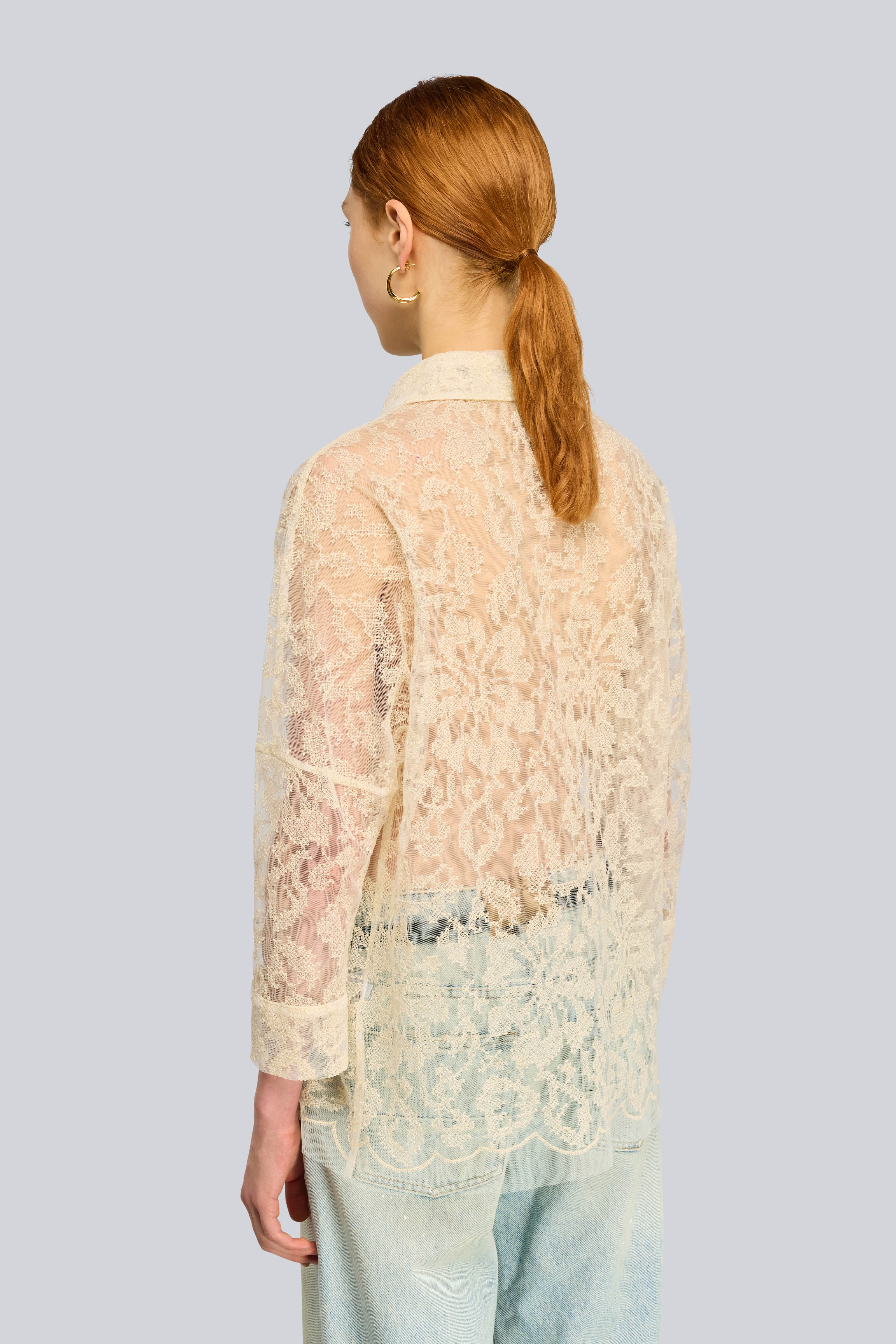Semicouture Kat S6WQ45 camicia tulle burro ricamata