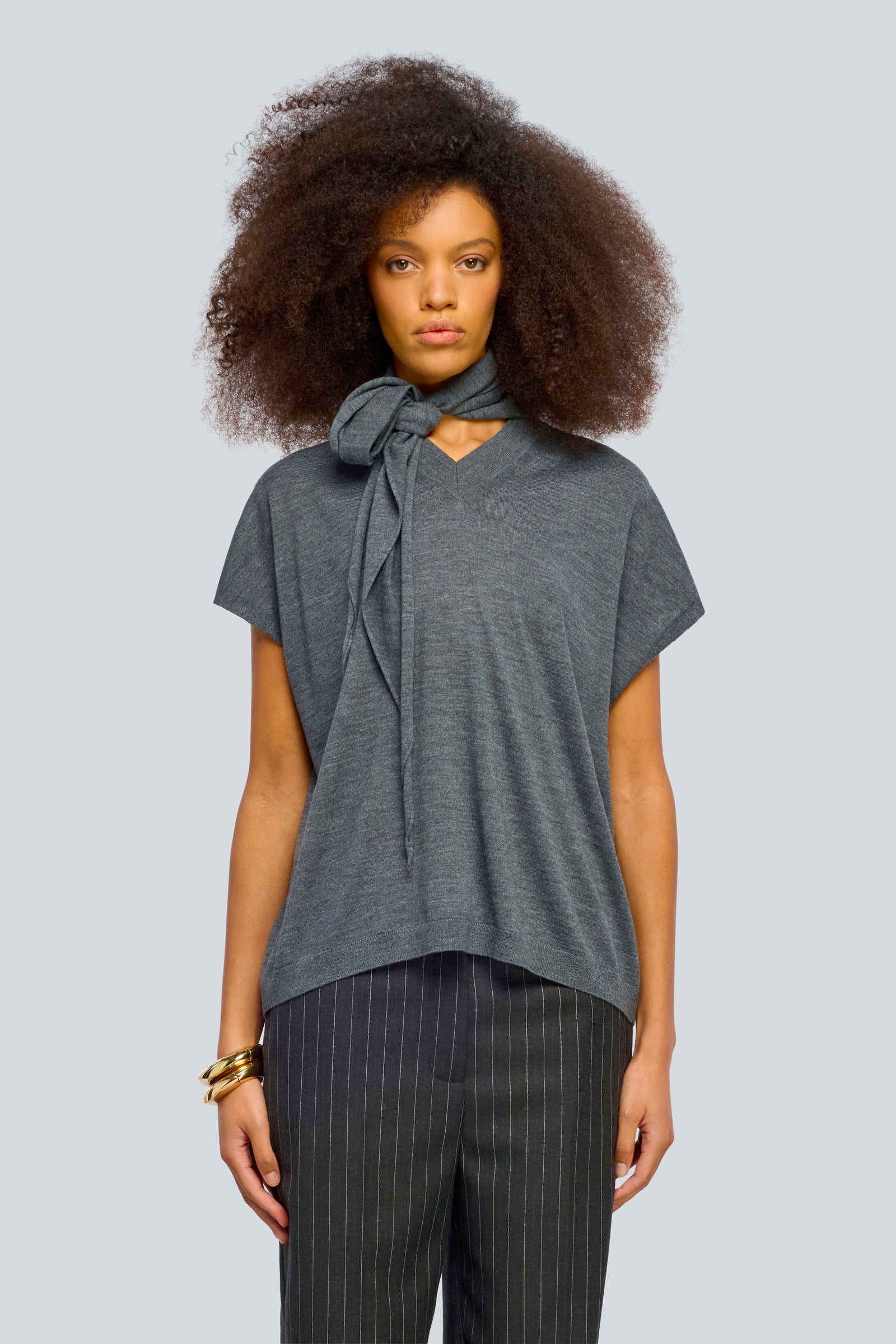 Semicouture Destiny Y6WC50 gilet lana grigio melange