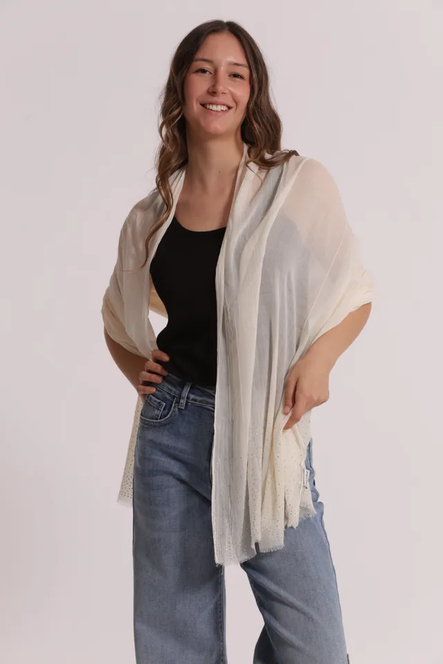 Mimi Mua Tinta Unita foulard panna con strass