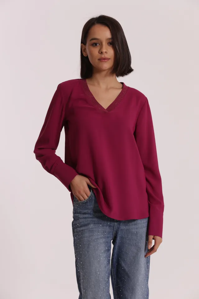 Mimi Mua Blusa Scollo a V Lurex Nera