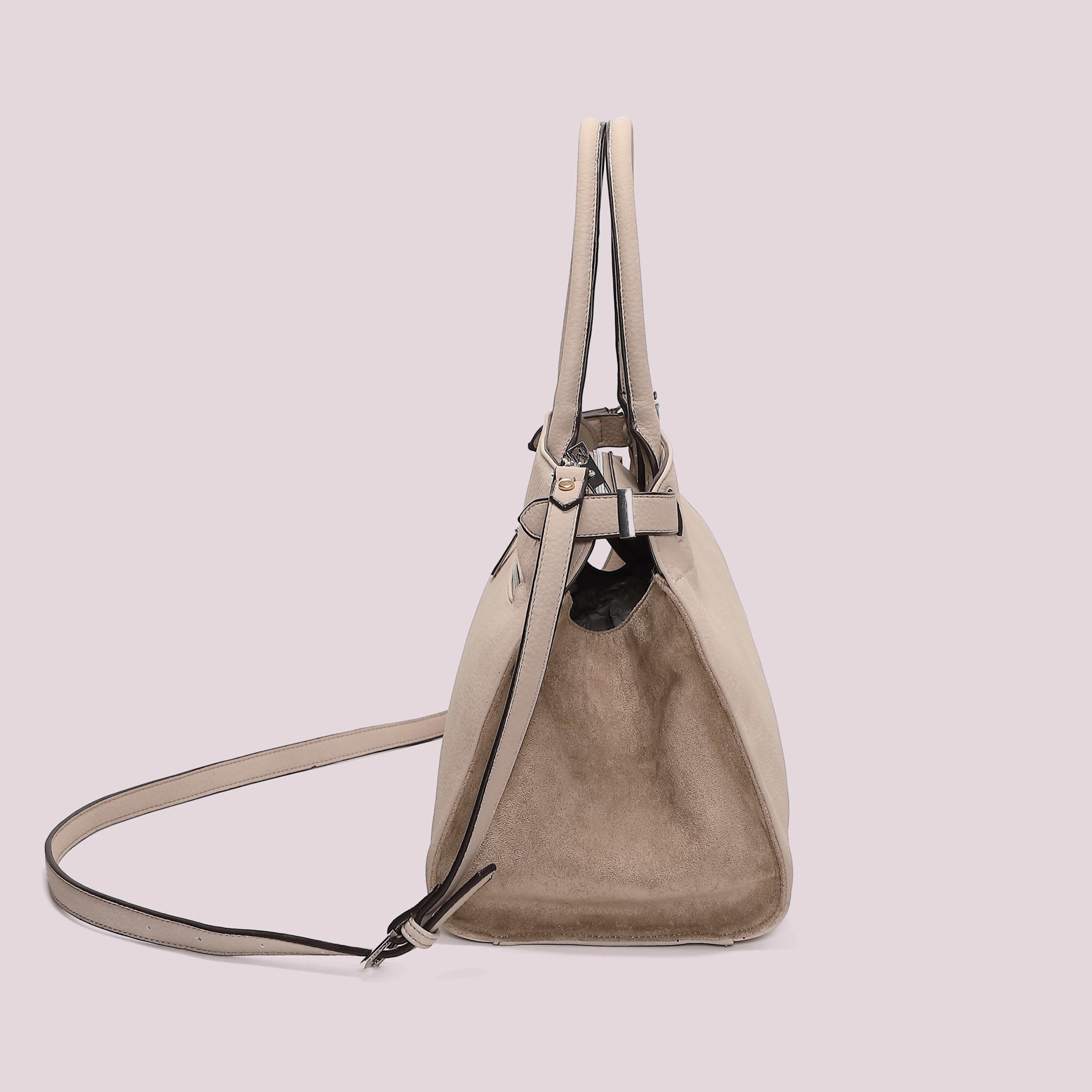 Mimi Mua borsa shopping con fianchi effetto camoscio nera
