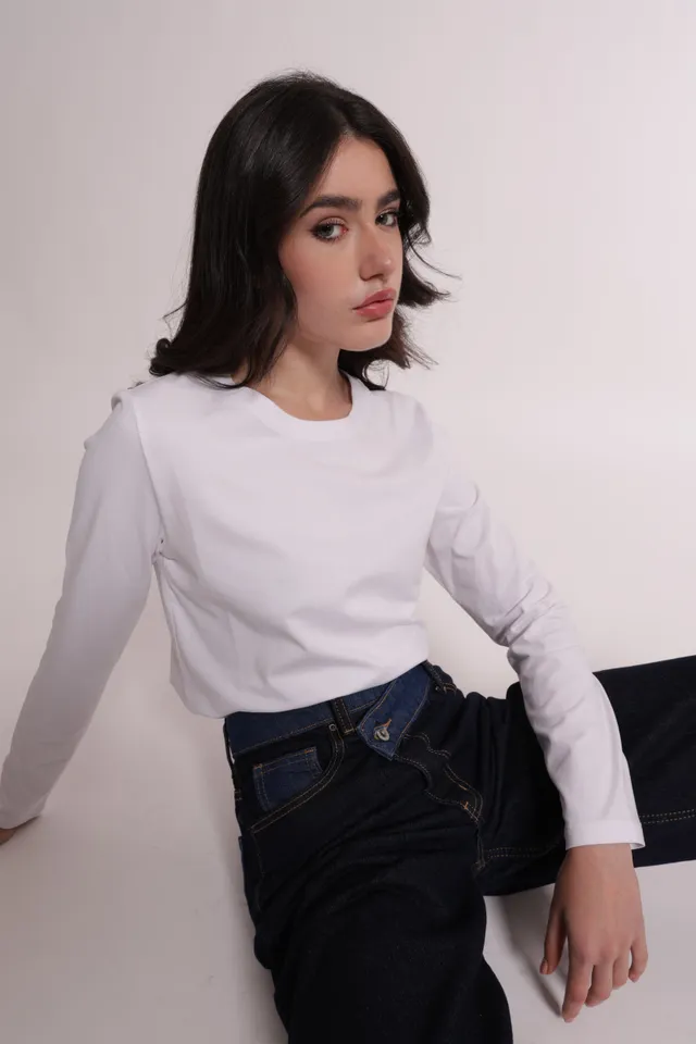 Mimi Mua Jeans Gamba Larga Vita Incrociata blu