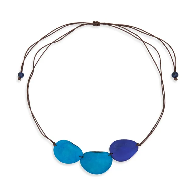 On Earth Carambola collana tagua blu 65 cm