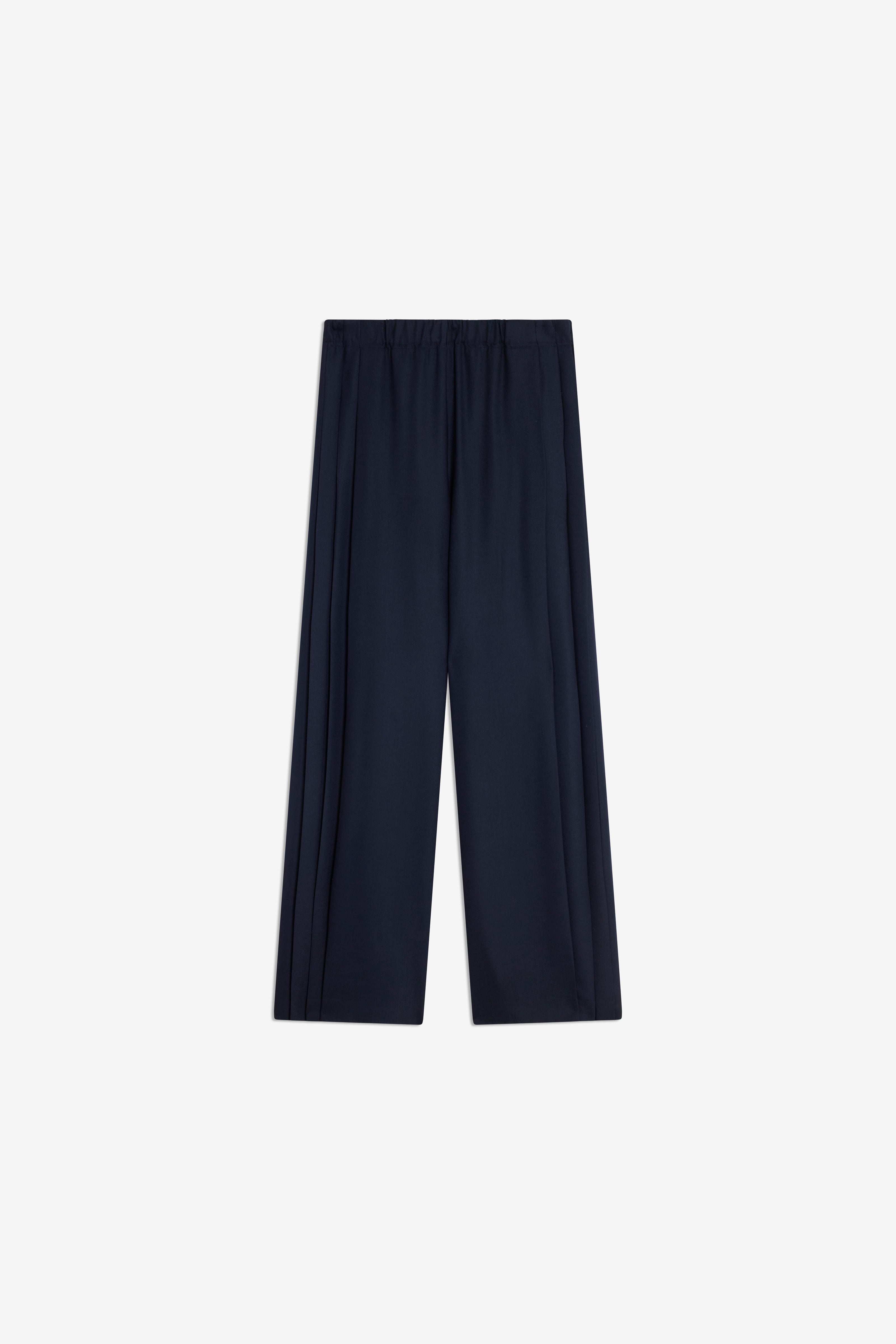 Semicouture Ceara S6WI29 pantalone blu notte flanella gamba ampia