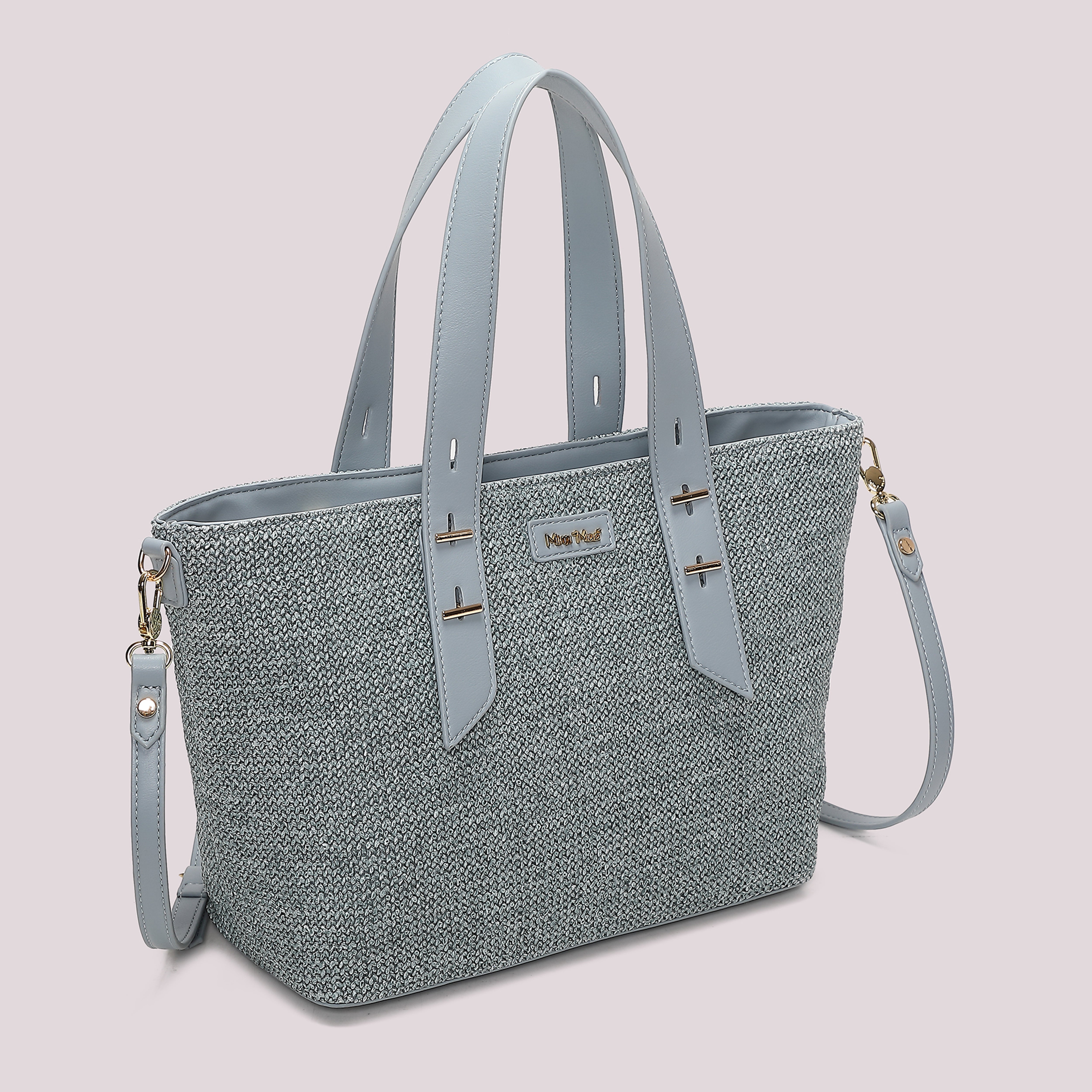 Mimi Mua Shopper in Paglia Borsa Beige Intrecciata