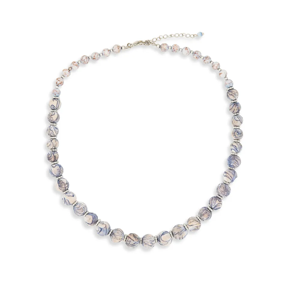 On Earth Blossom Collana Vetro Cotone Bianco 54 cm