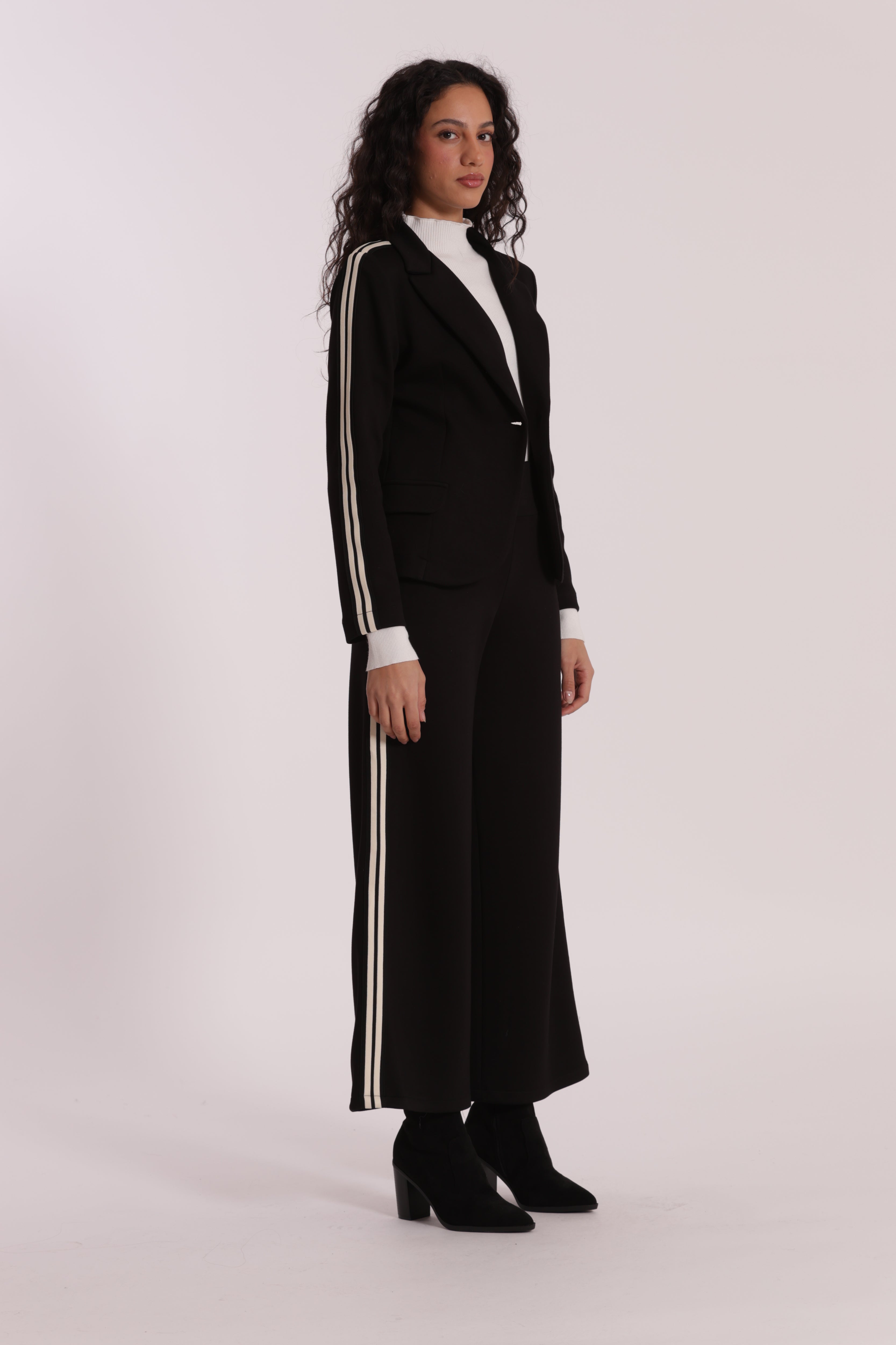 Mimi Mua Pantalone Palazzo Neoprene pantaloni nero passamaneria