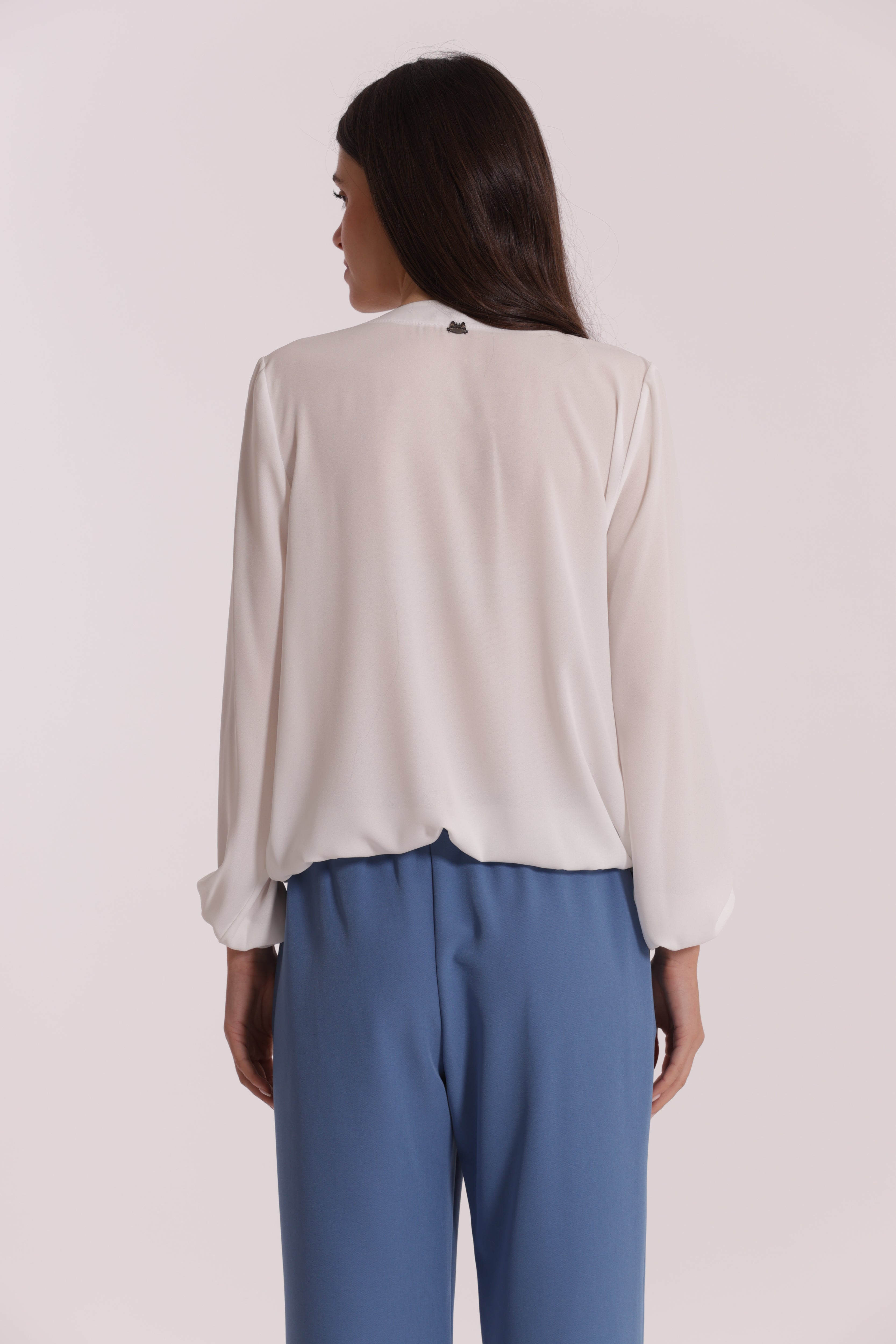 Mimi Mua Dettaglio Catena Removibile Blusa Bianco Poliestere