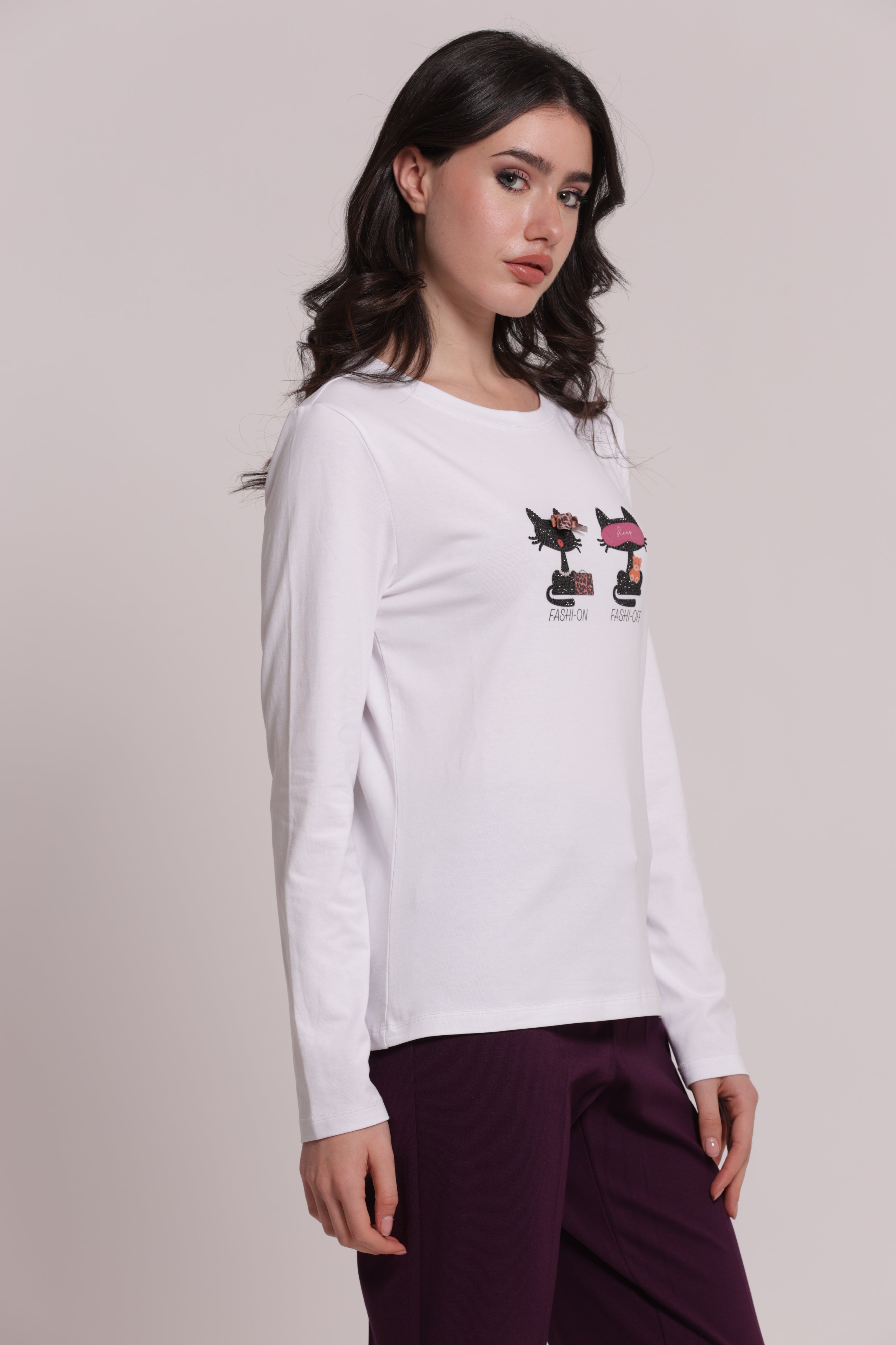 Mimi Mua Fashi-On Fashi-Off T-Shirt Maniche Lunghe
