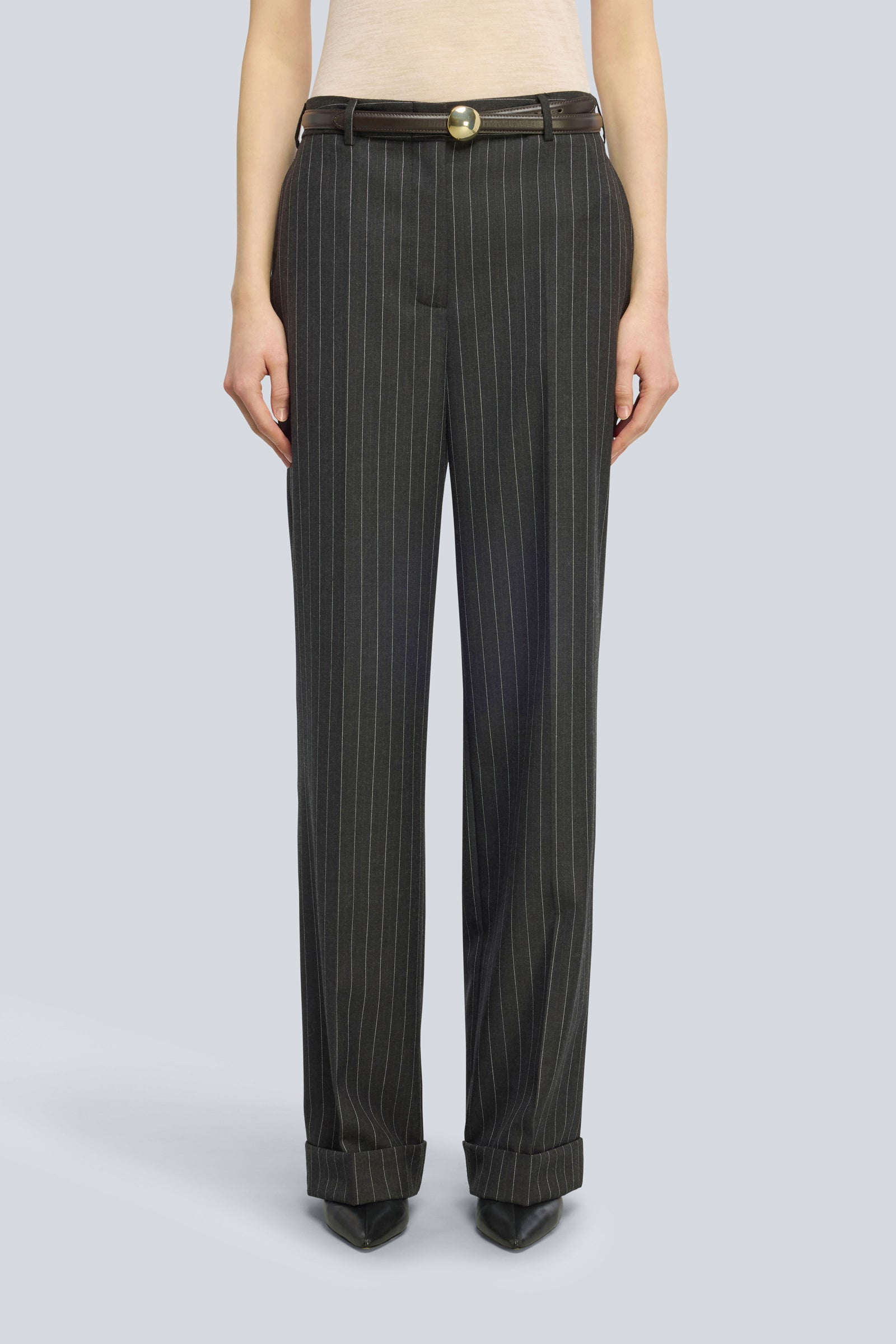 Semicouture Lola pantalone lana gessato grigio