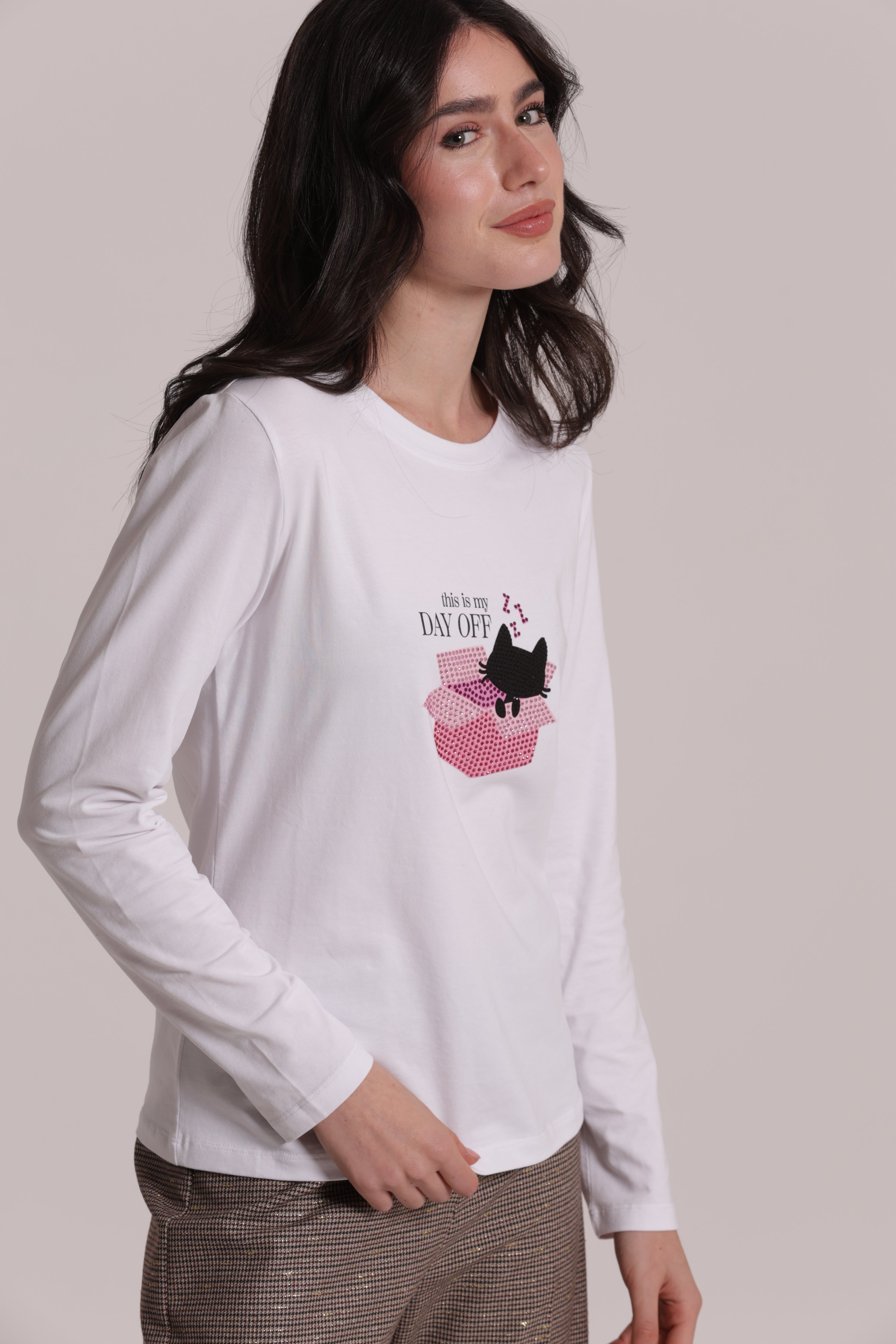 Mimi Mua This Is My Day Off T-shirt Maniche Lunghe