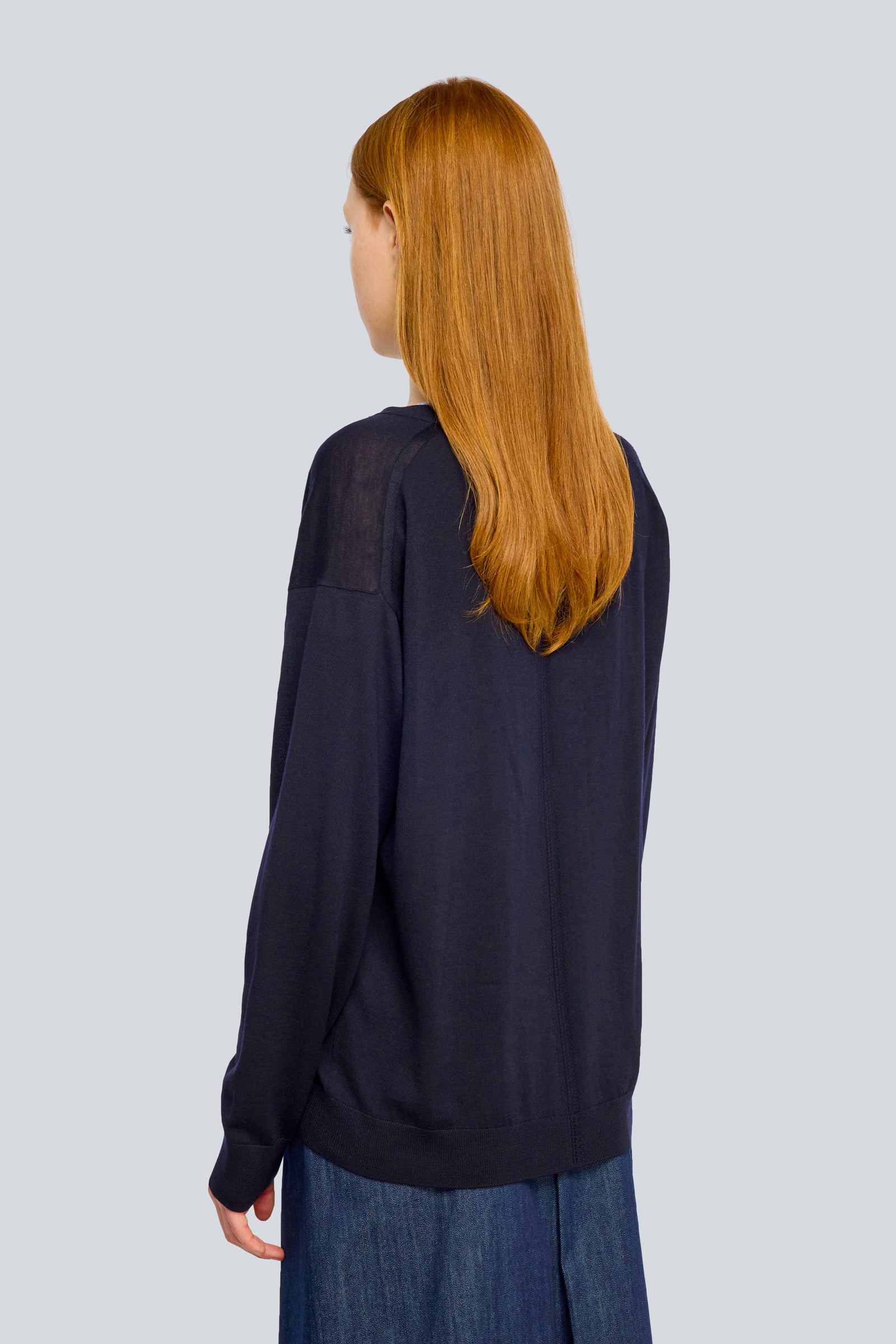 Semicouture Samara maglia lana blu scollo a V