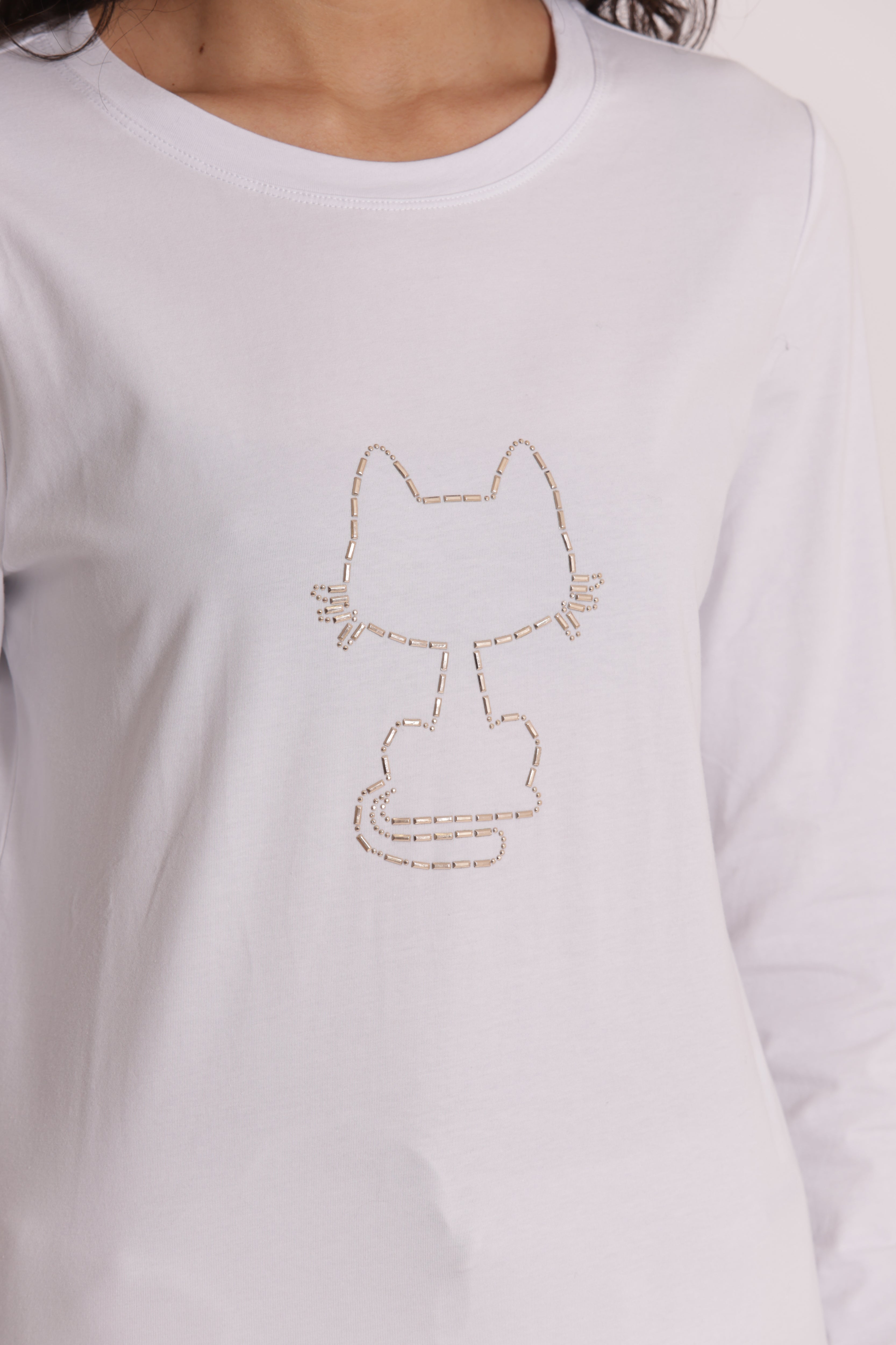 Mimi Mua Gatto Catena t-shirt cotone stampa gatto