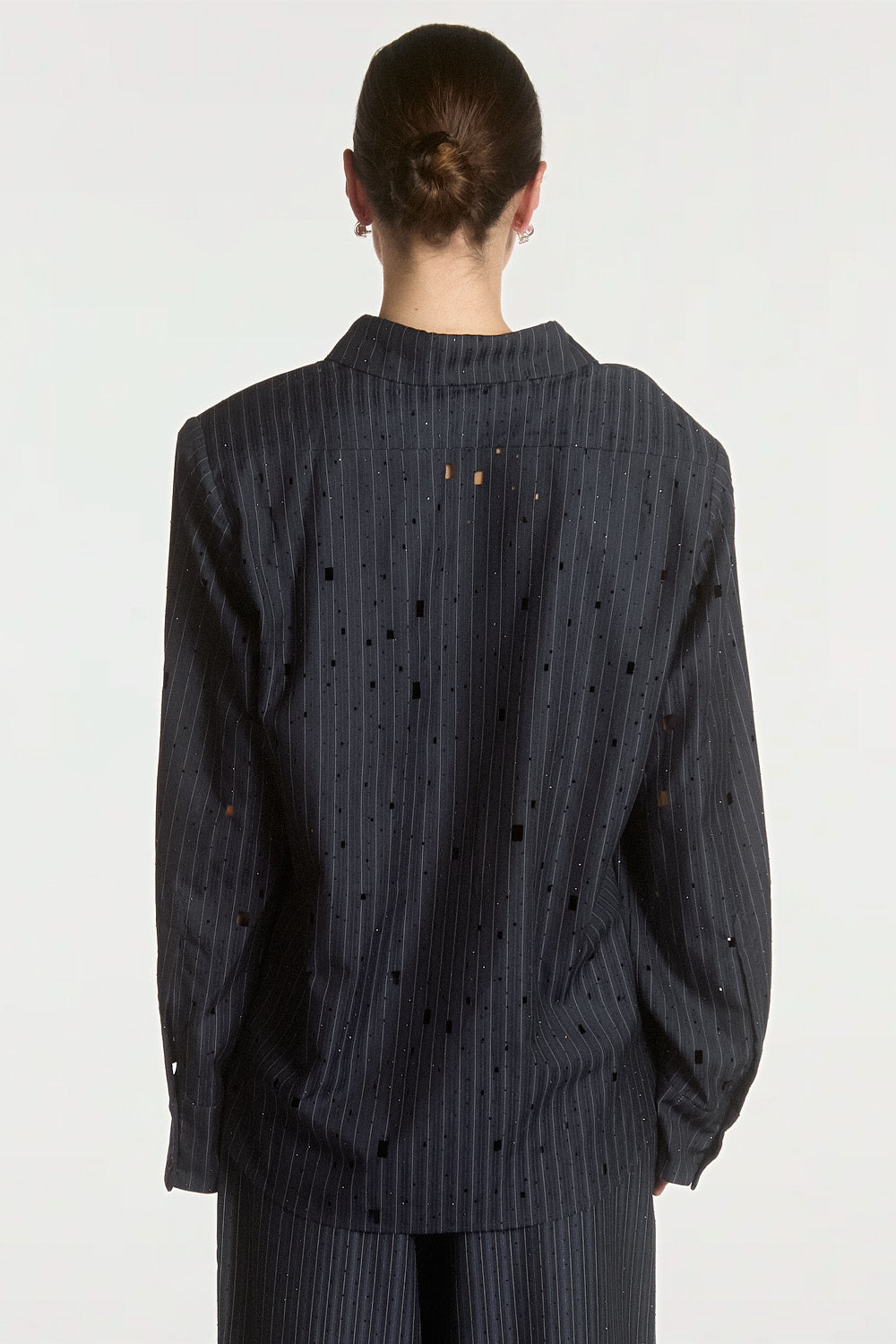 Aaiko Heida camicia righe blu notte glitter