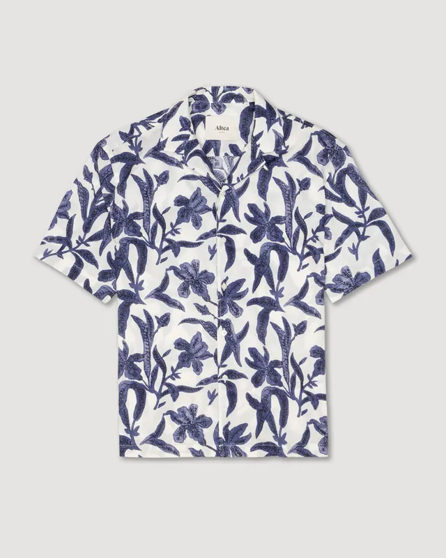 Altea Bart camicia mussola blu manica corta over