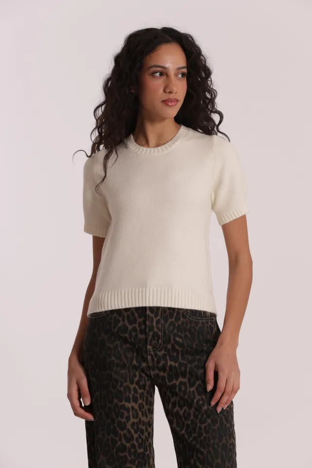 Mimi Mua Maglia Maniche Corte Nero Misto Lana