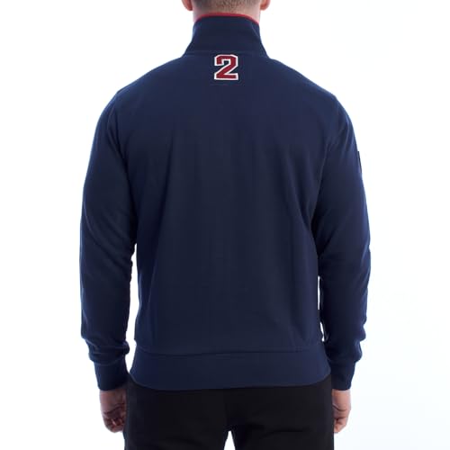 La Martina YMF602-FP112 felpa uomo fullzip blu navy cotone