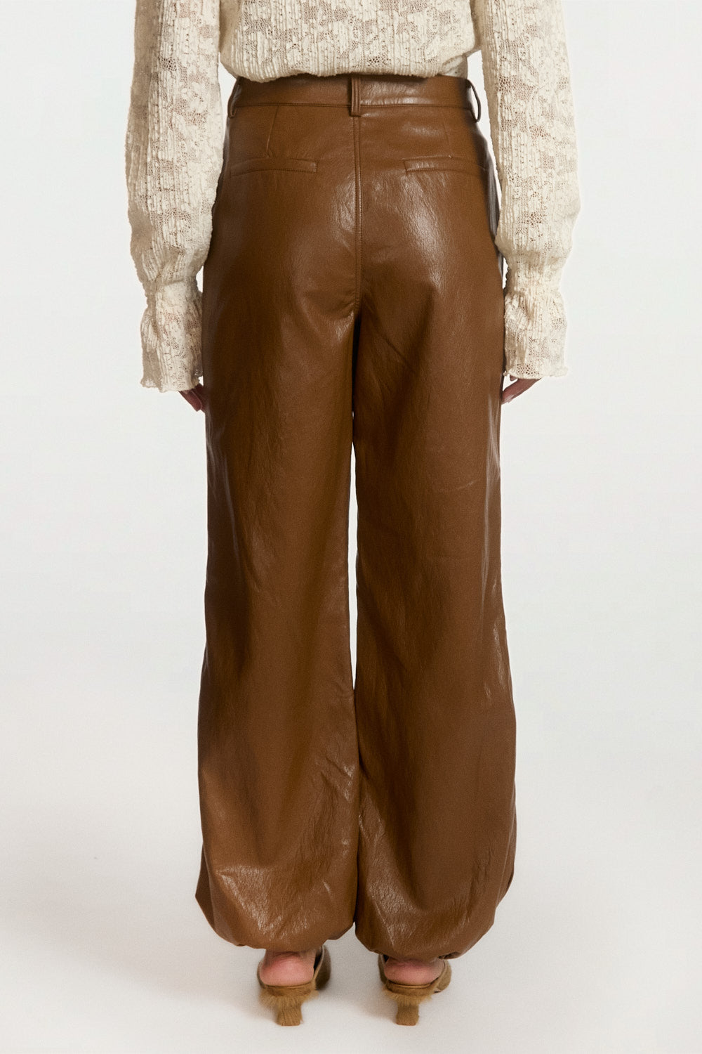 Aaiko Jet pantaloni marrone ecopelle Brown Sugar