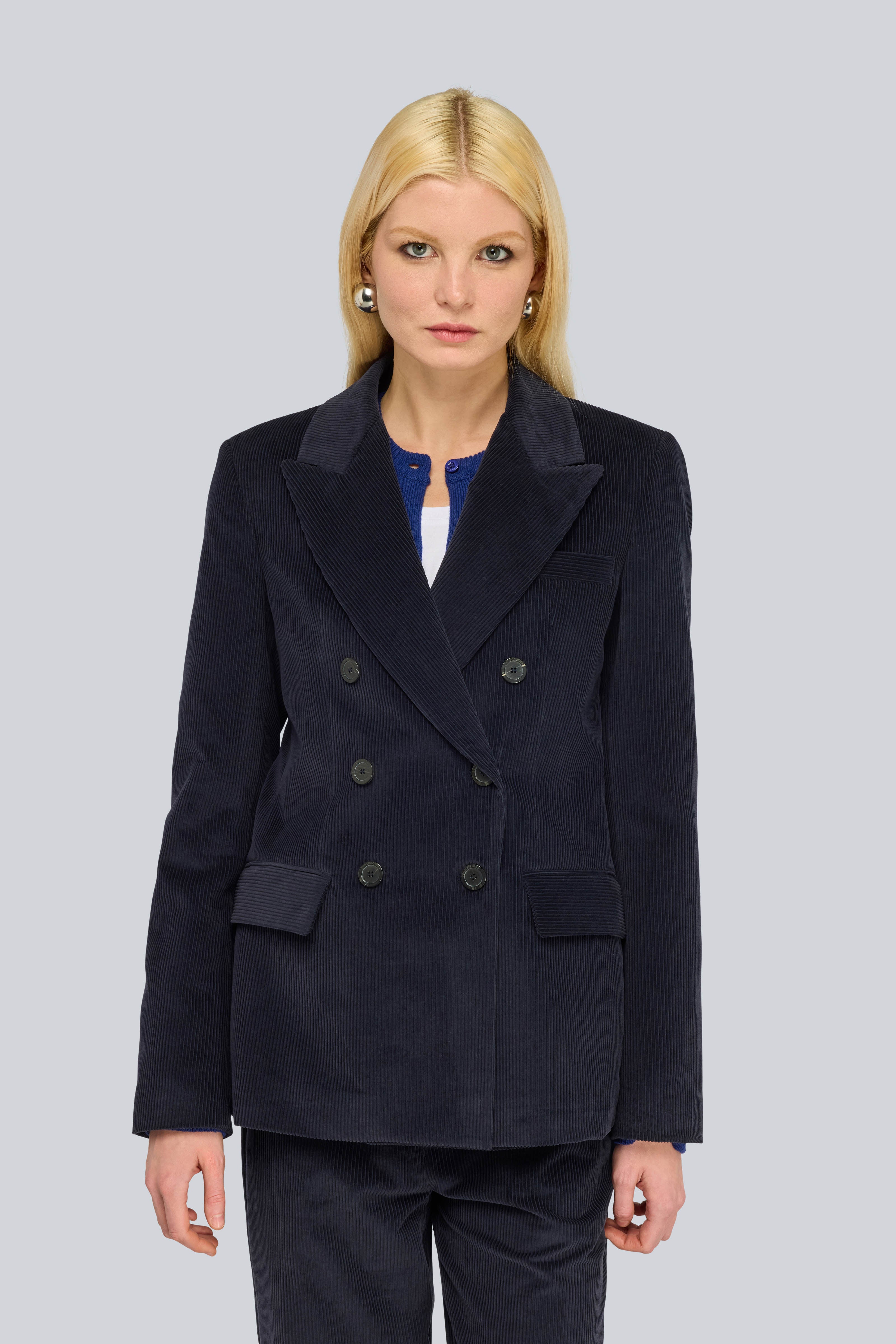 Semicouture Phyllida S6WR40 giacca blu notte velluto