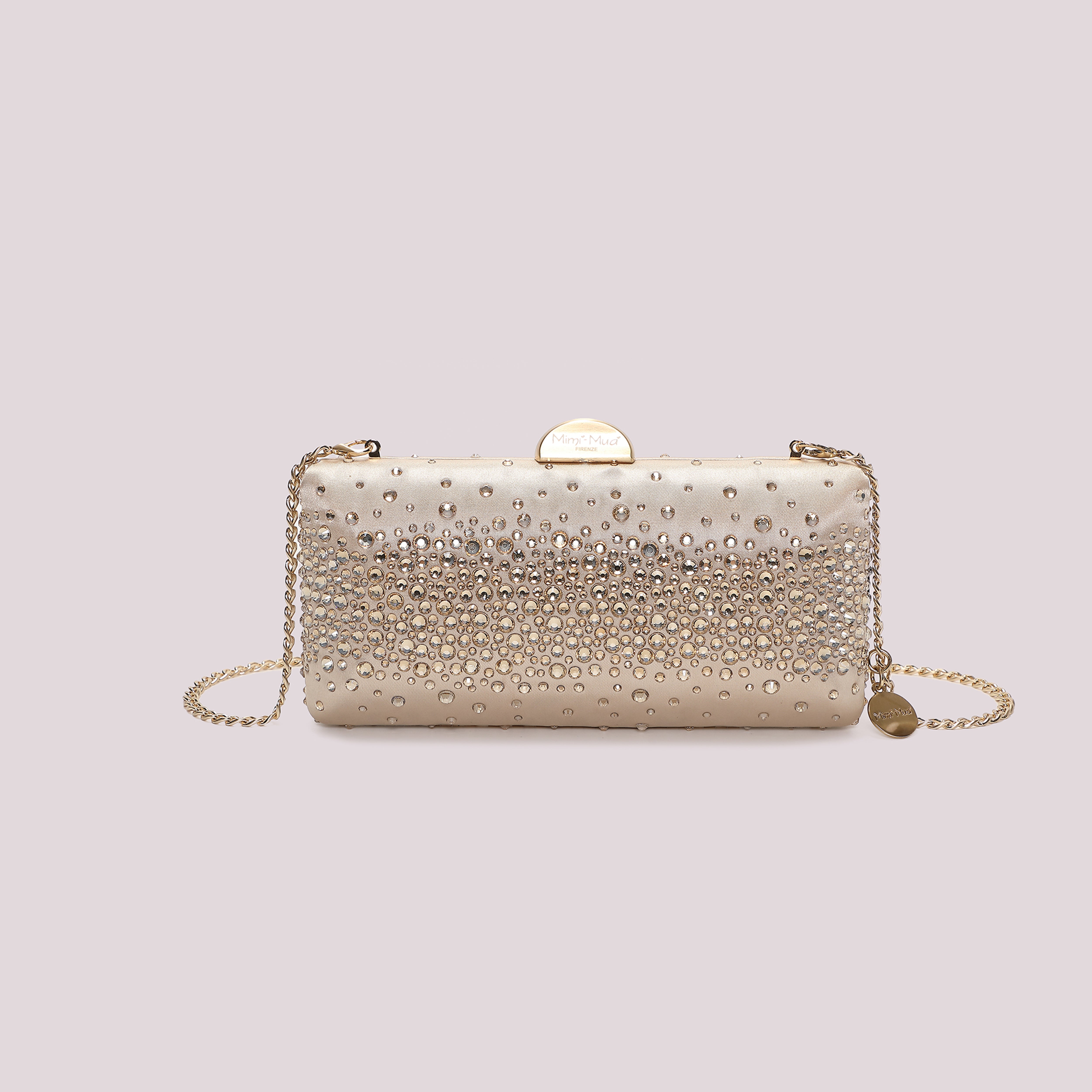 Mimi Mua Borsa Clutch Strass Sparsi Nero 21cm